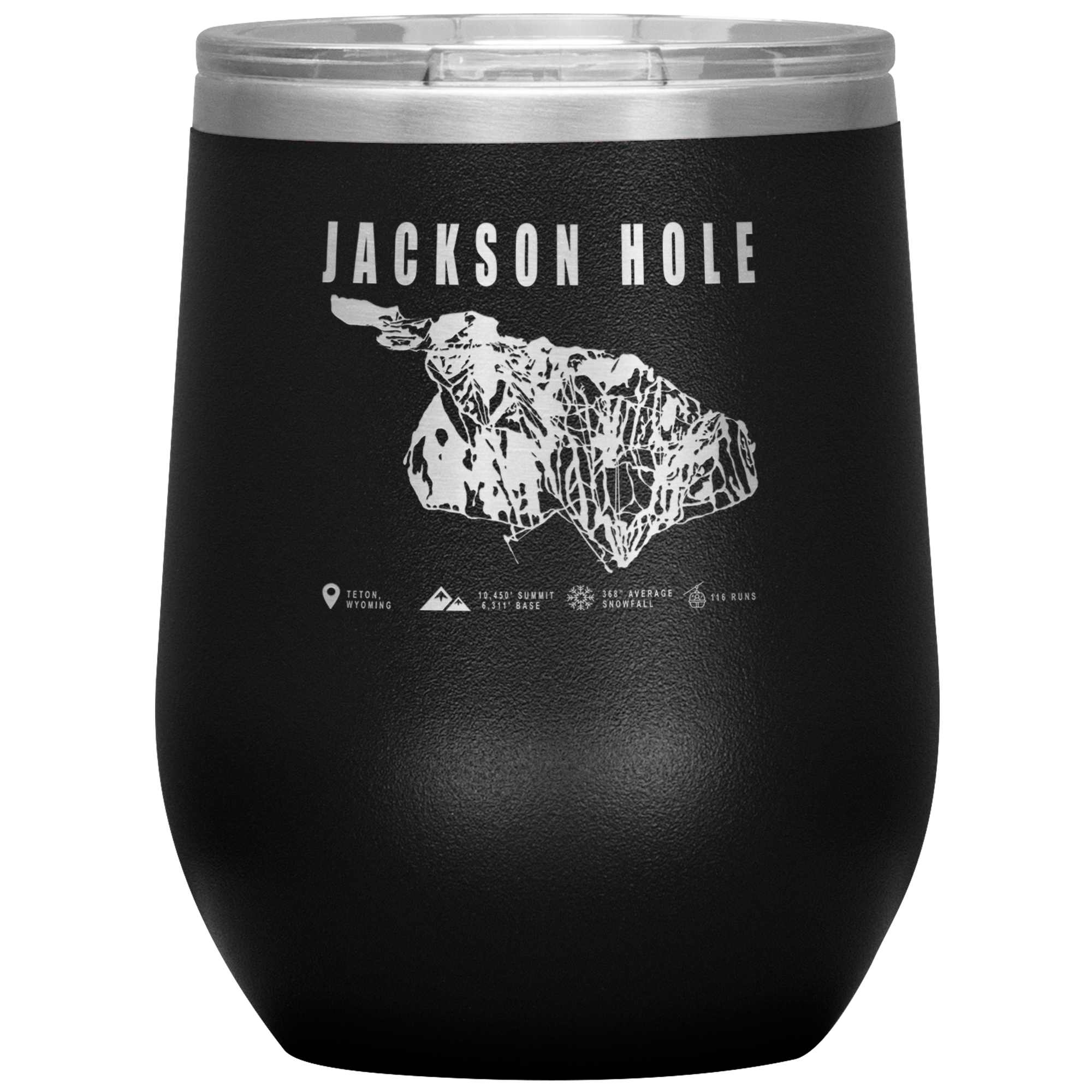 Jackson Hole Wyoming Ski Trail Map Wine 12oz Tumbler - Powderaddicts