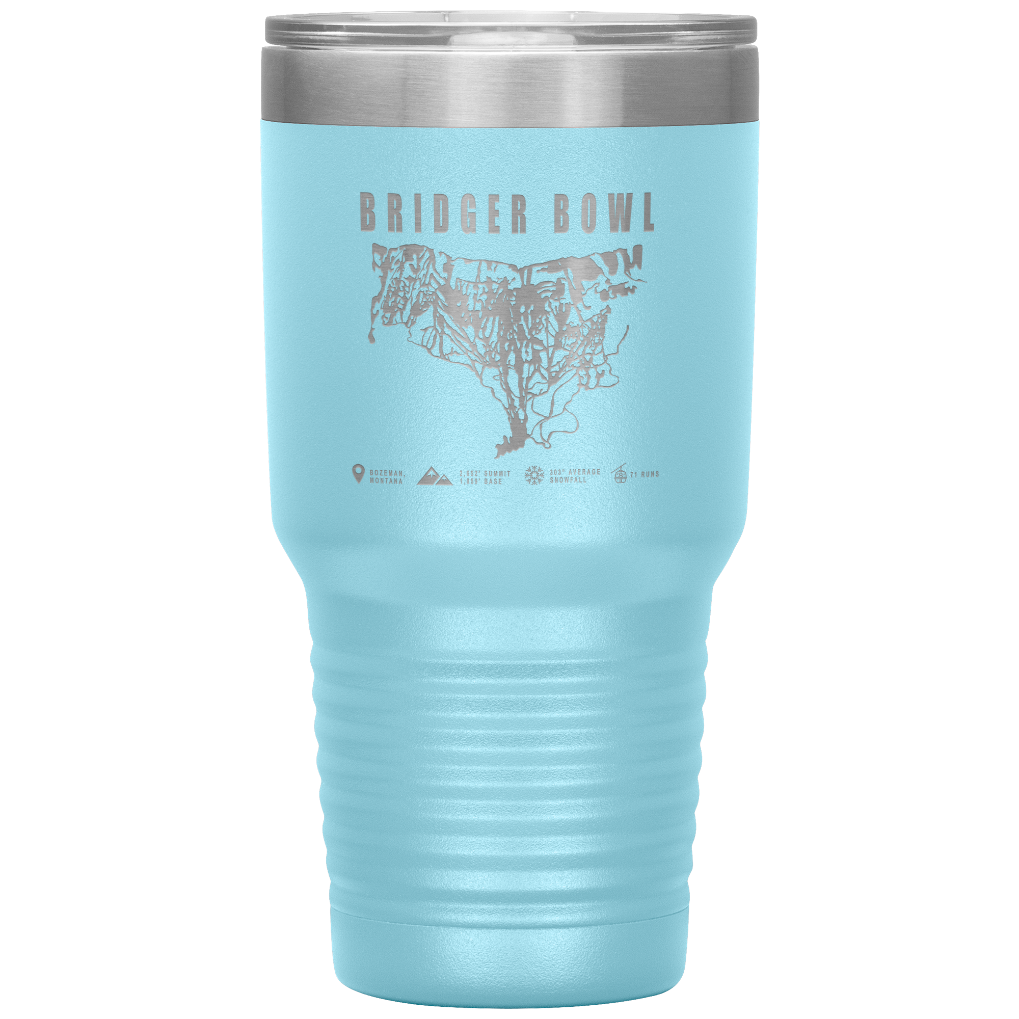 Bridger Bowl Montana Ski Trail Map 30oz Tumbler - Powderaddicts