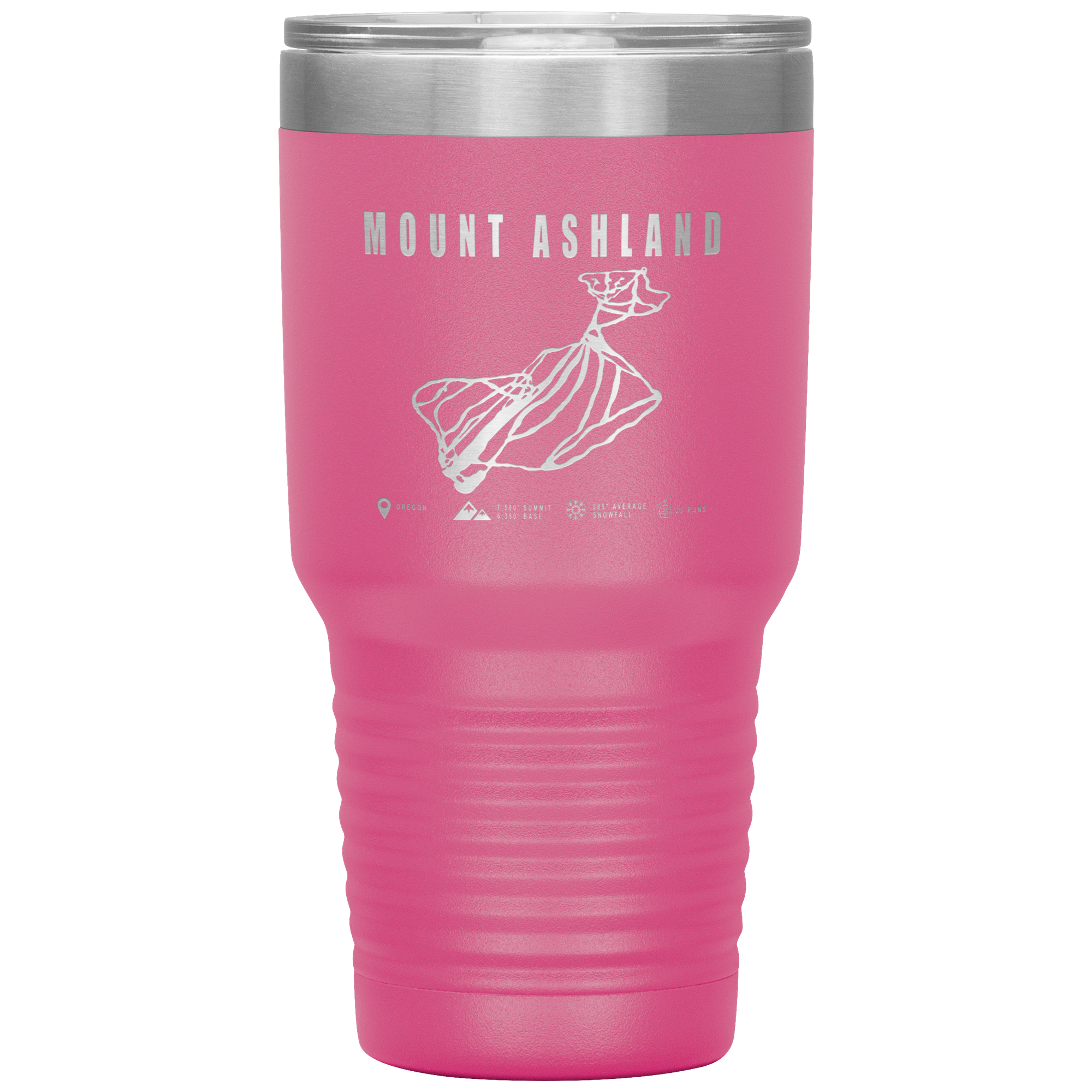 Mount Ashland, Oregon Ski Trail Map 30oz Tumbler - Powderaddicts