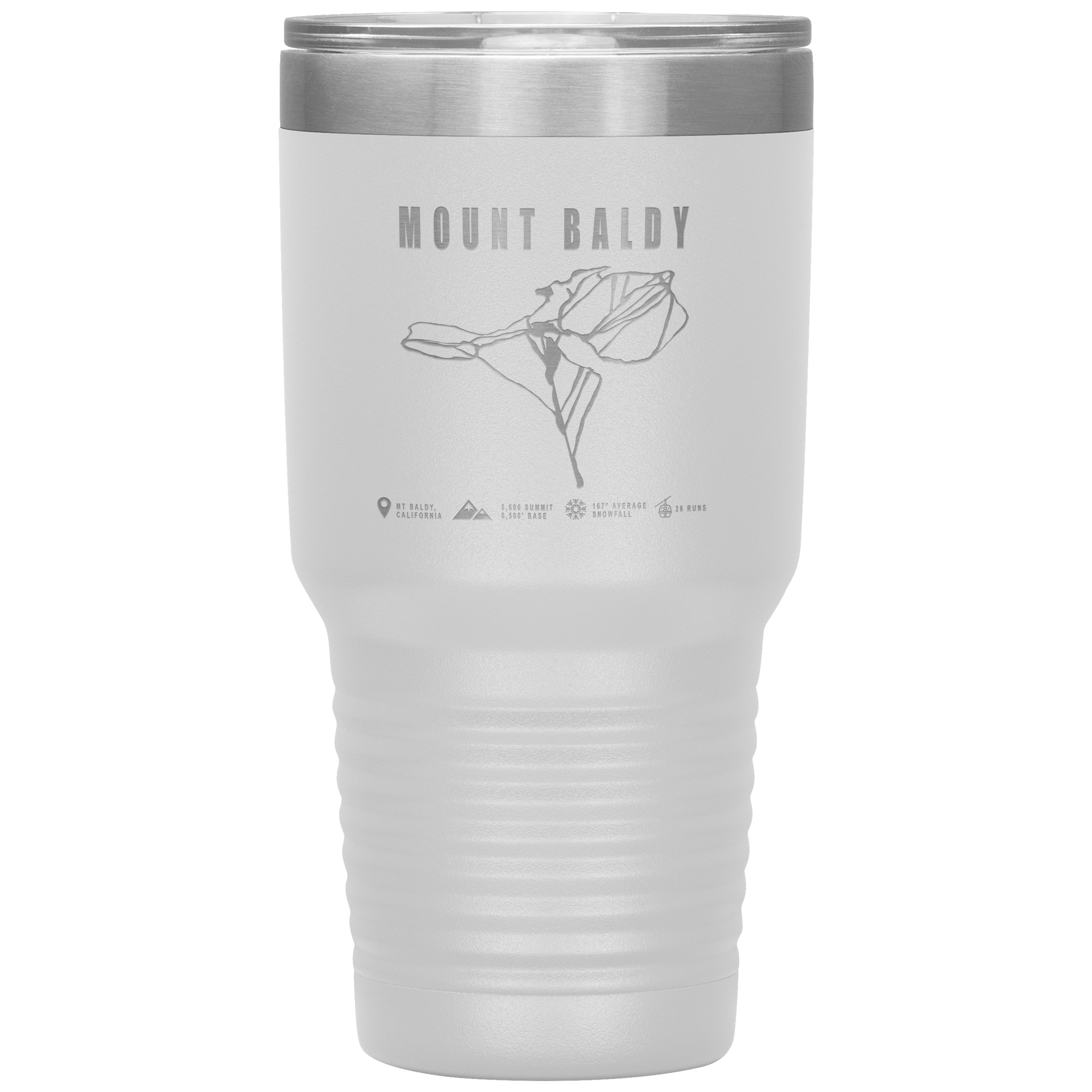 Mount Baldy, California Ski Trail Map 30oz Tumbler - Powderaddicts