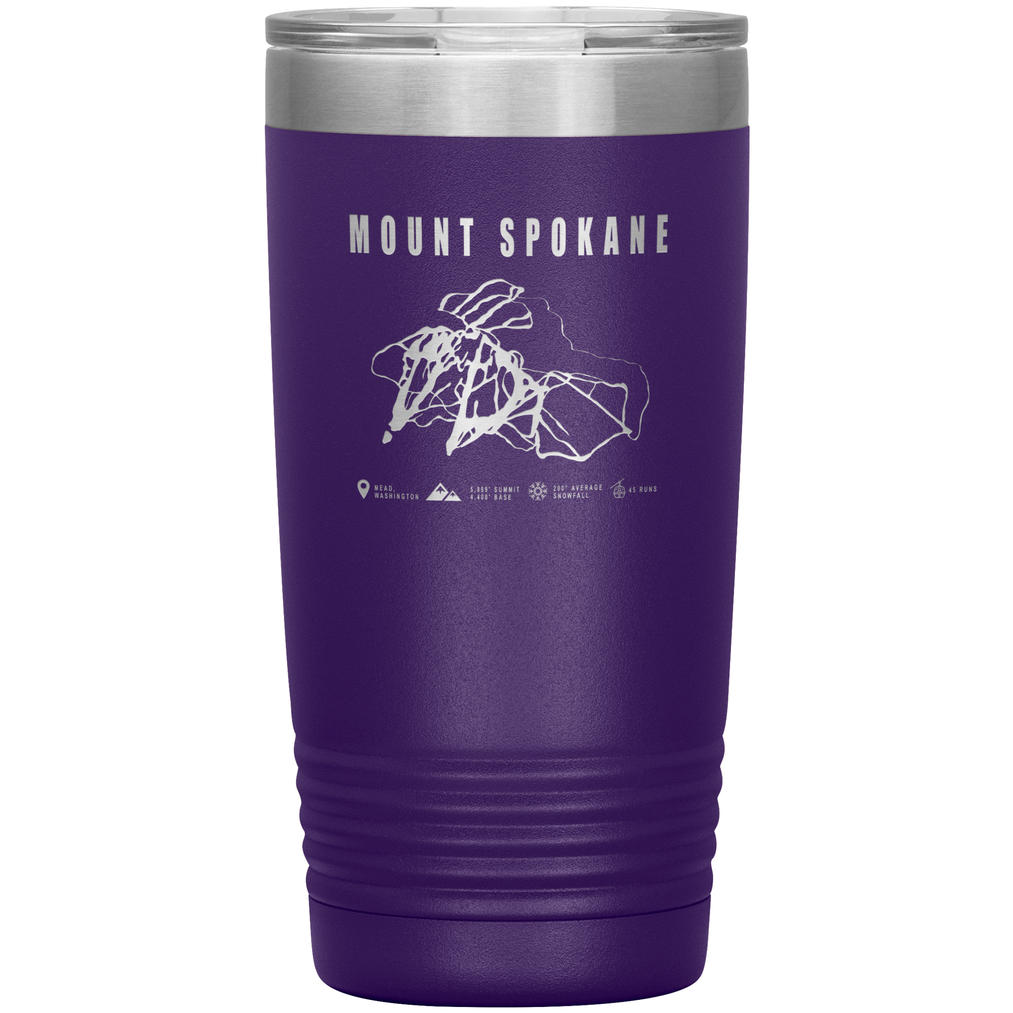 Mount Spokane, Washington Ski Trail Map 20oz Tumbler - Powderaddicts