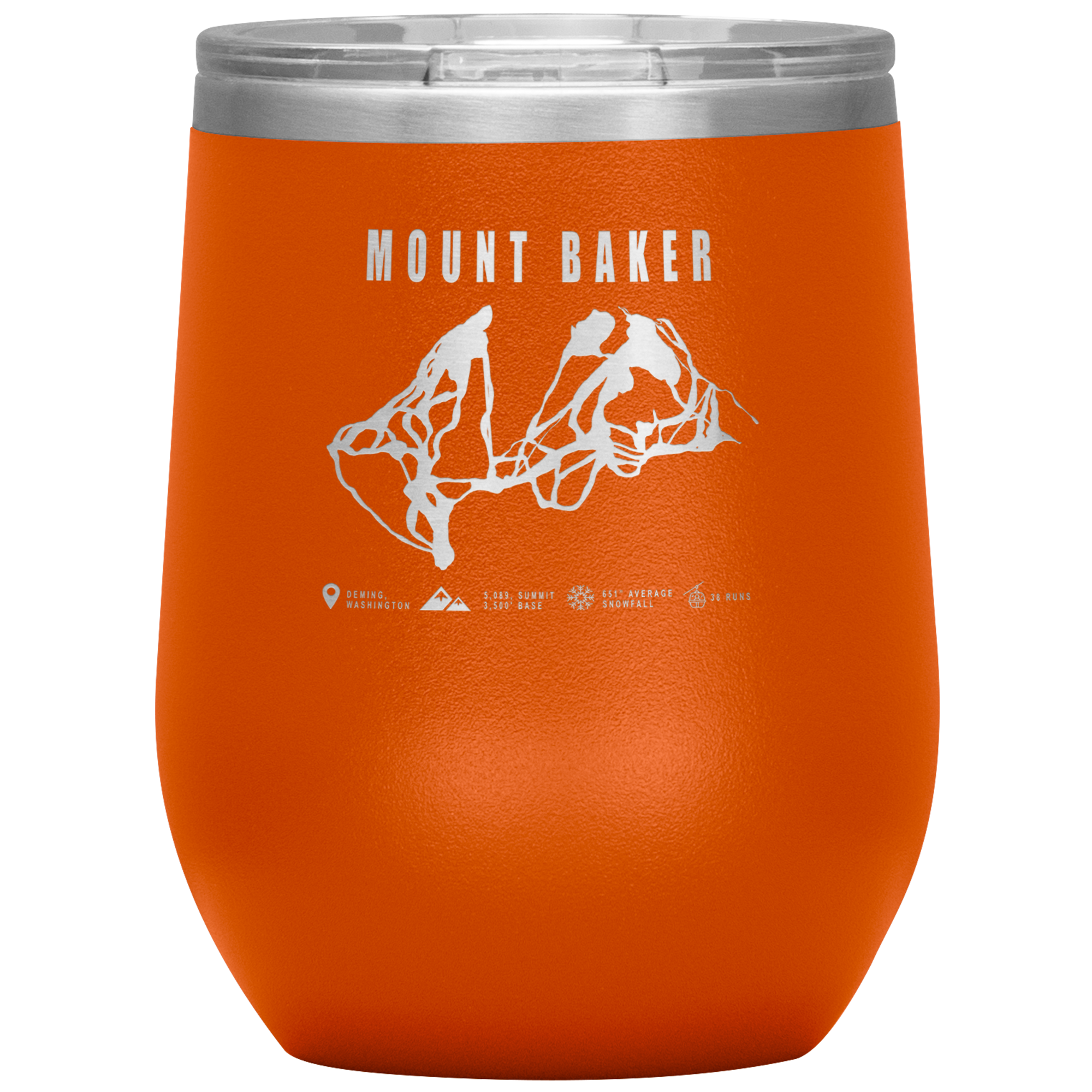 Mount Baker, Washington Ski Trail Map Wine 12oz Tumbler - Powderaddicts