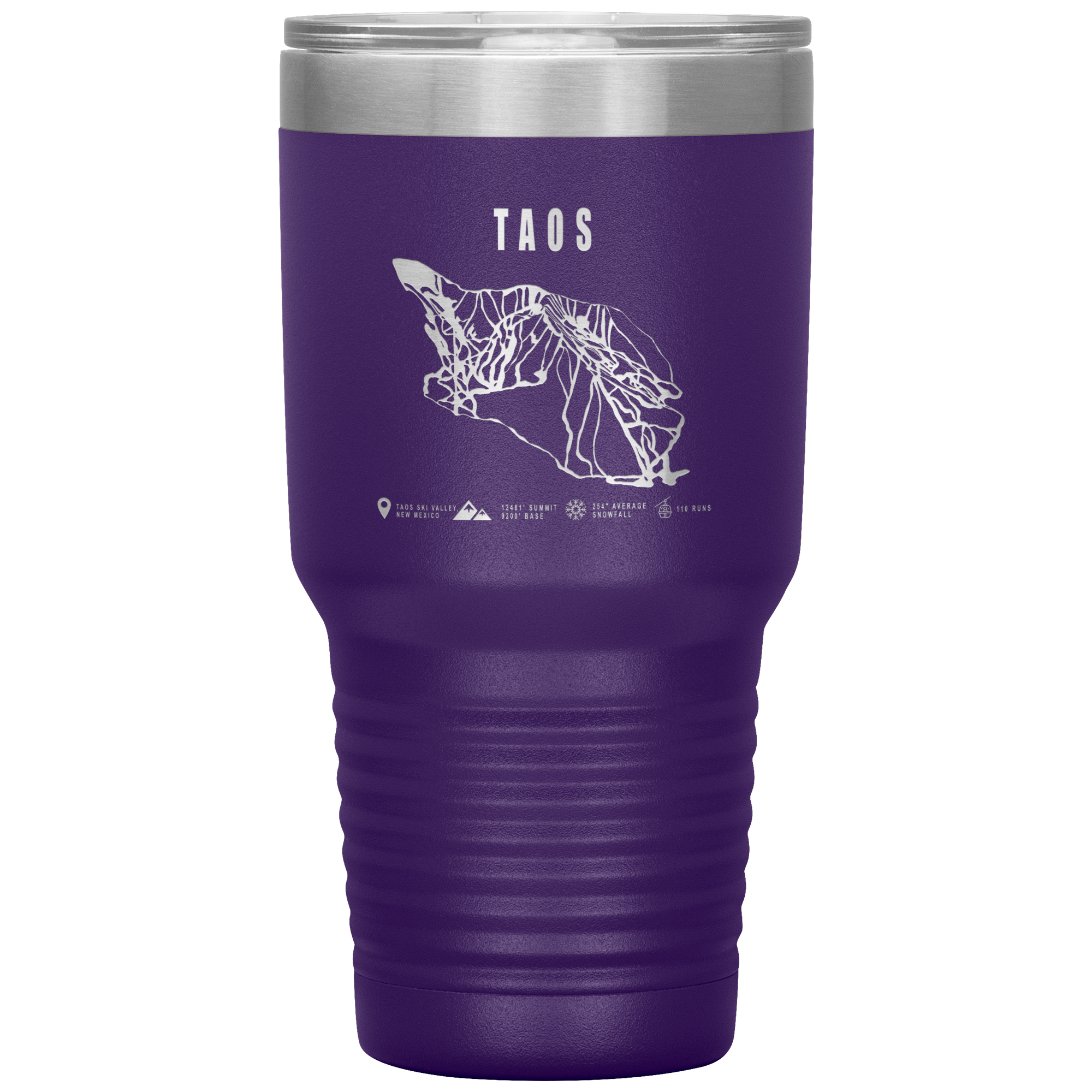 Taos, New Mexico Ski Trail Map 30oz Tumbler - Powderaddicts