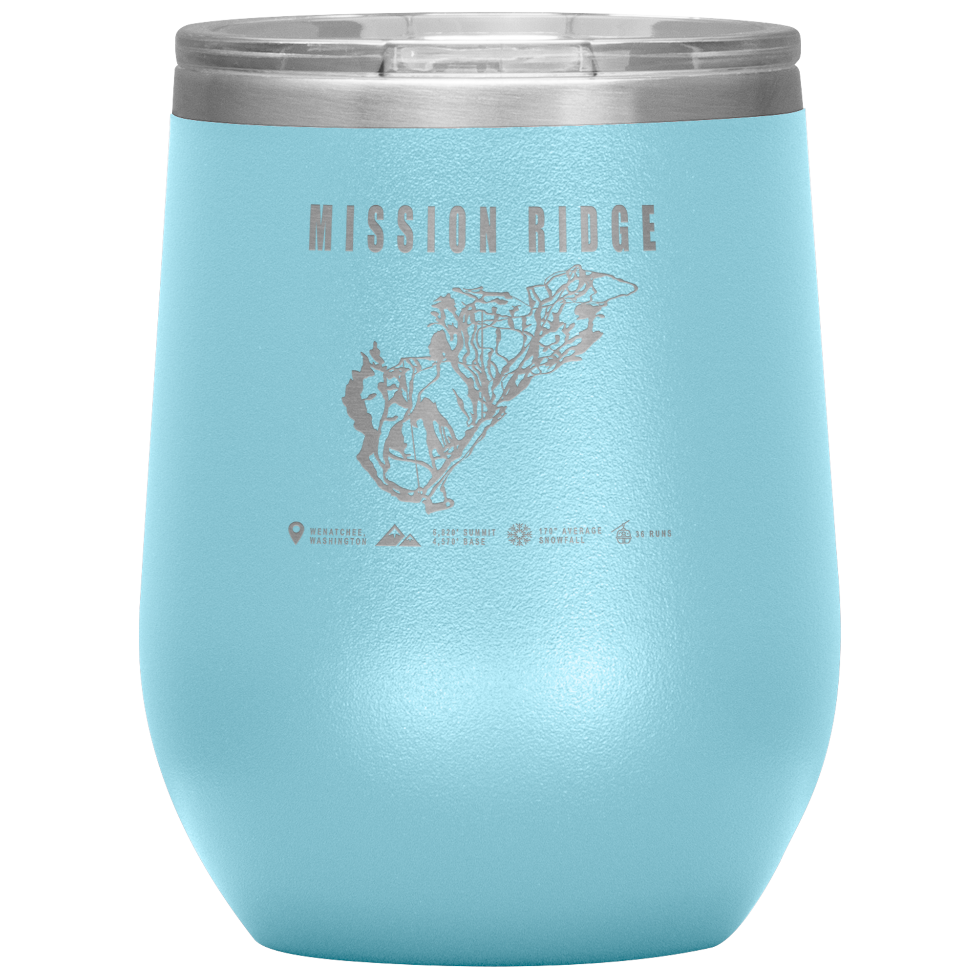 Mission Ridge, Washington Ski Trail Map Wine 12oz Tumbler - Powderaddicts