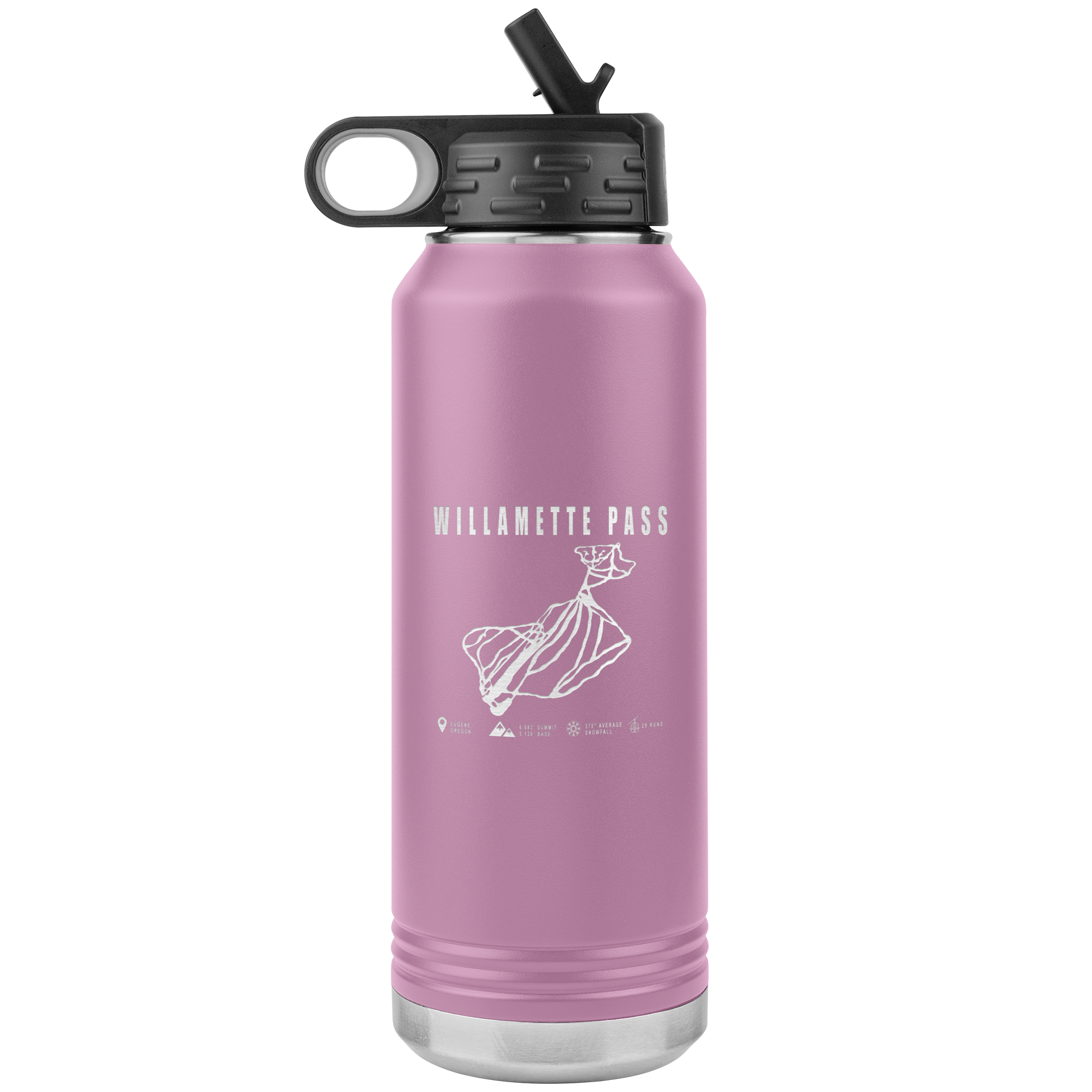 Willamette Pass, Oregon Ski Trail Map 32oz Water Bottle Tumbler - Powderaddicts