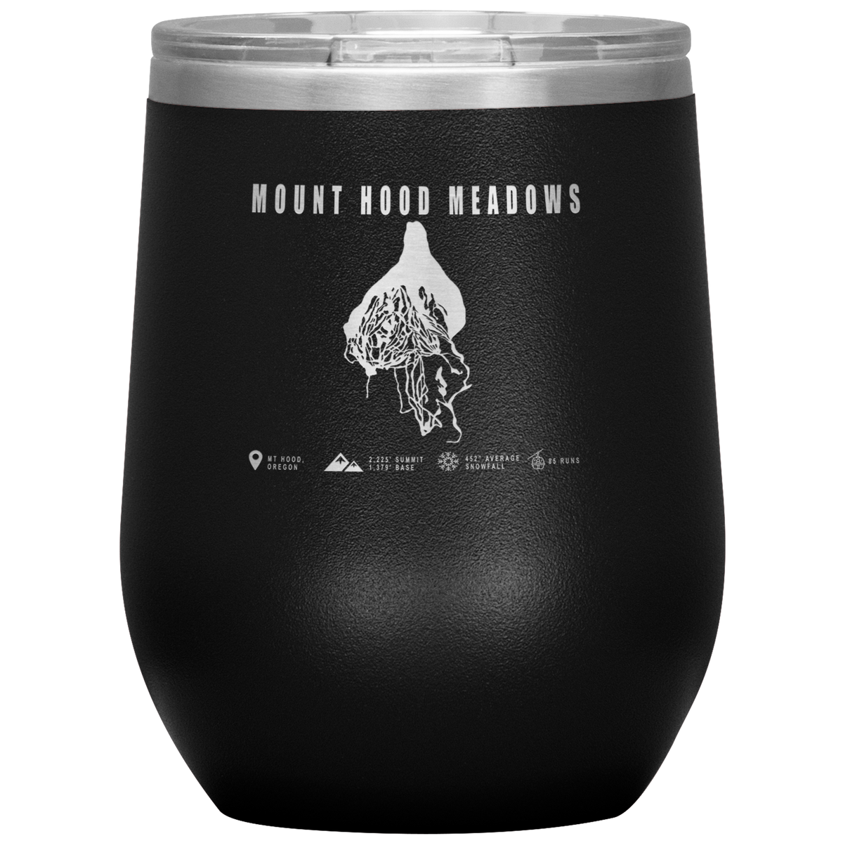 Mount Hood Meadows, Oregon Ski Trail Map Wine 12oz Tumbler - Powderaddicts