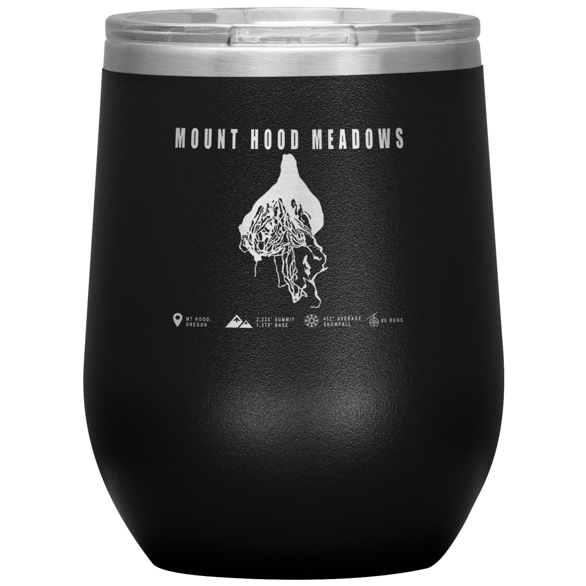 Mount Hood Meadows, Oregon Ski Trail Map Wine 12oz Tumbler - Powderaddicts