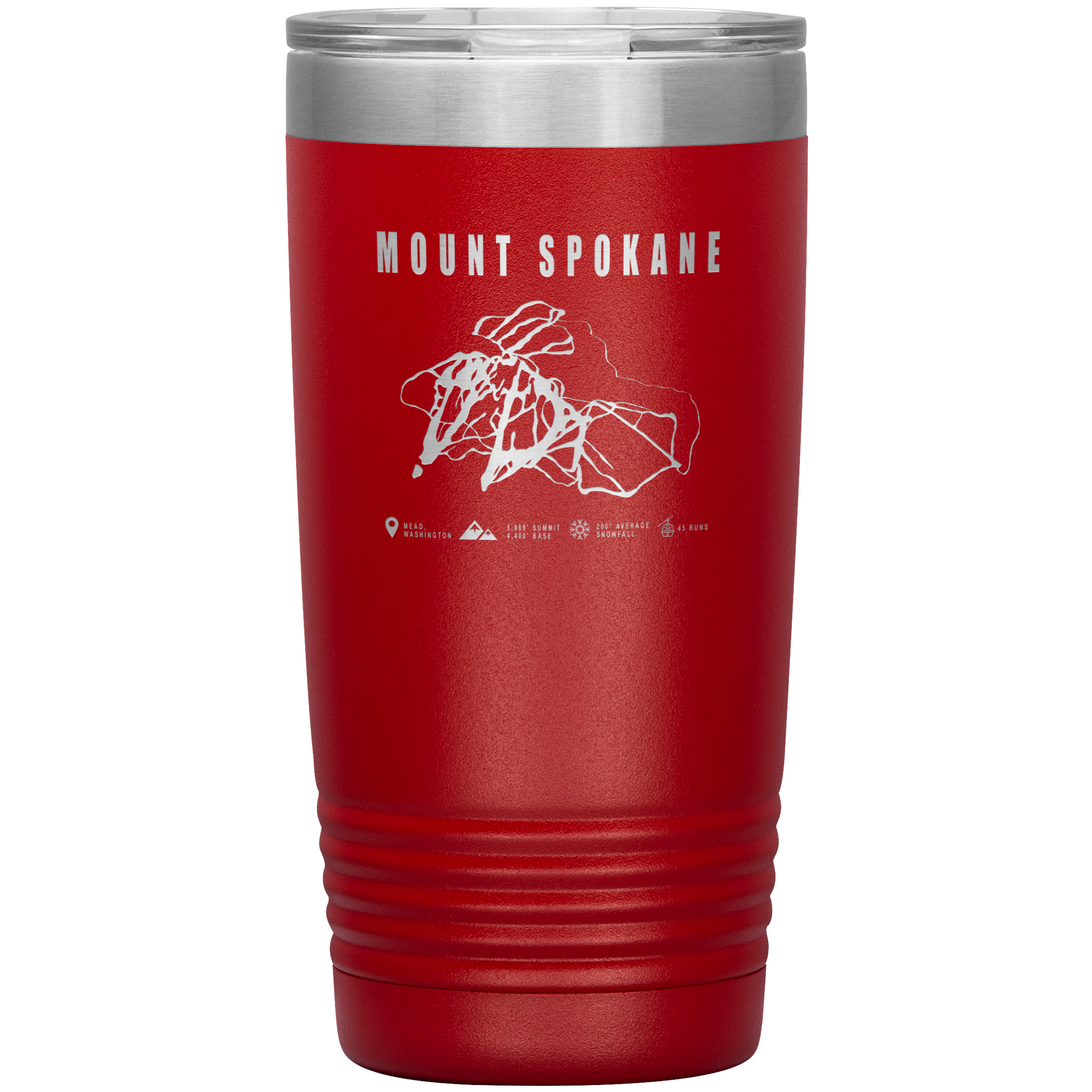 Mount Spokane, Washington Ski Trail Map 20oz Tumbler - Powderaddicts