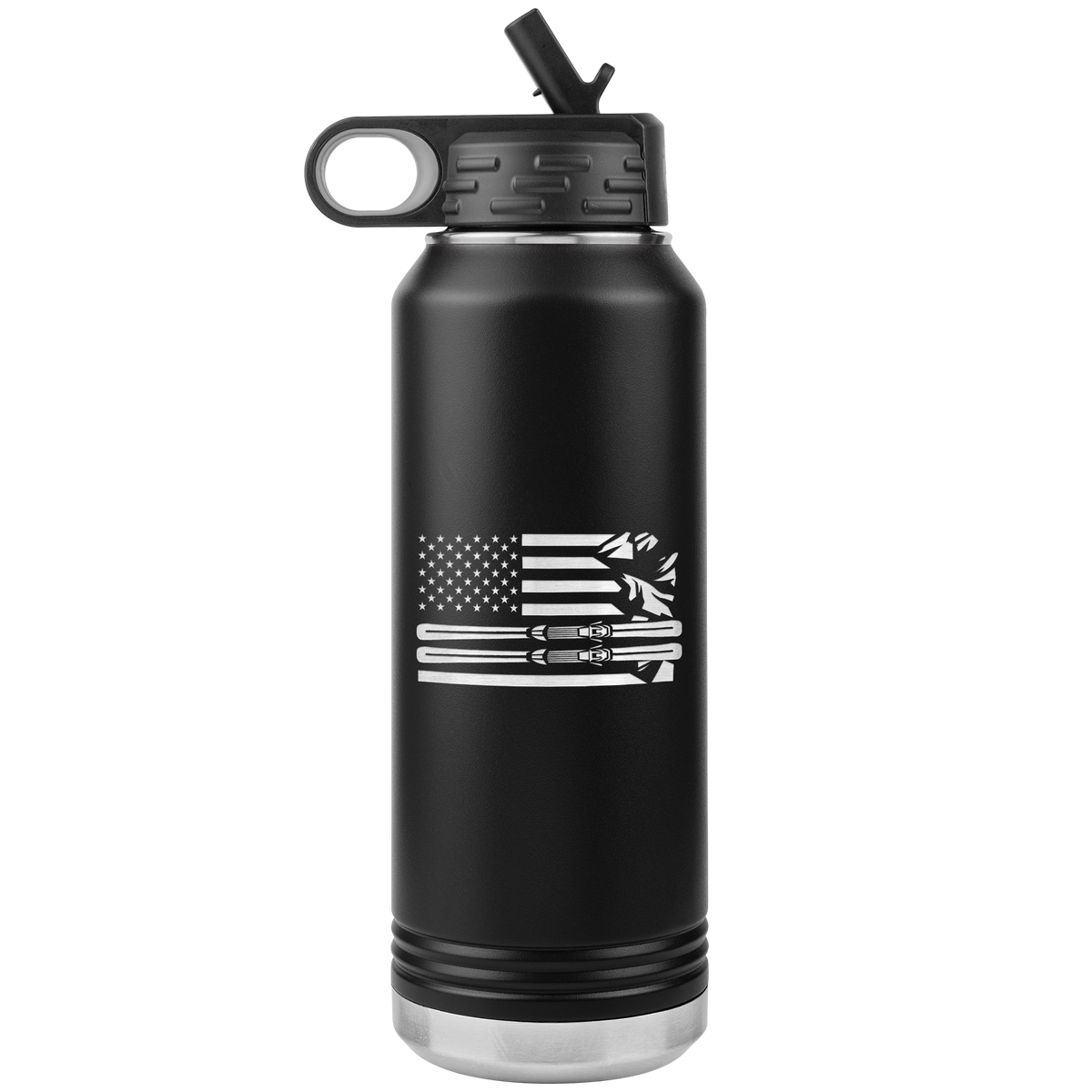 USA Ski Flag 32oz Water Bottle Tumbler - Powderaddicts