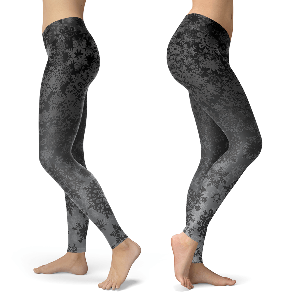 Black Gray Gradient Polygon Pattern Leggings