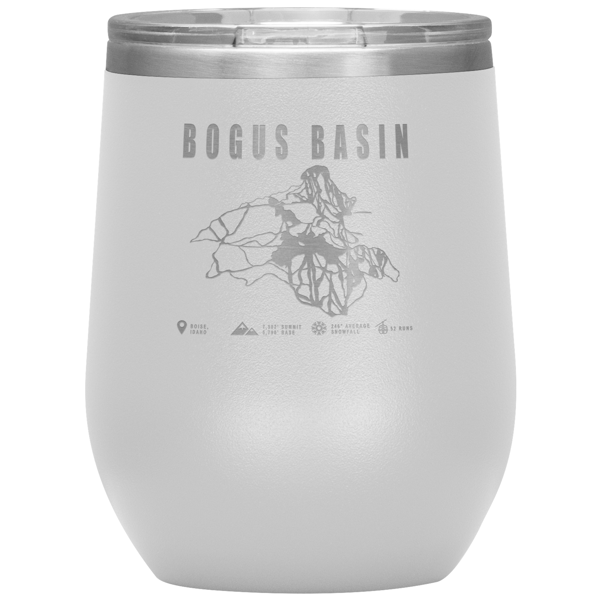 Bogus Basin Idaho Ski Trail Map Wine 12oz Tumbler - Powderaddicts