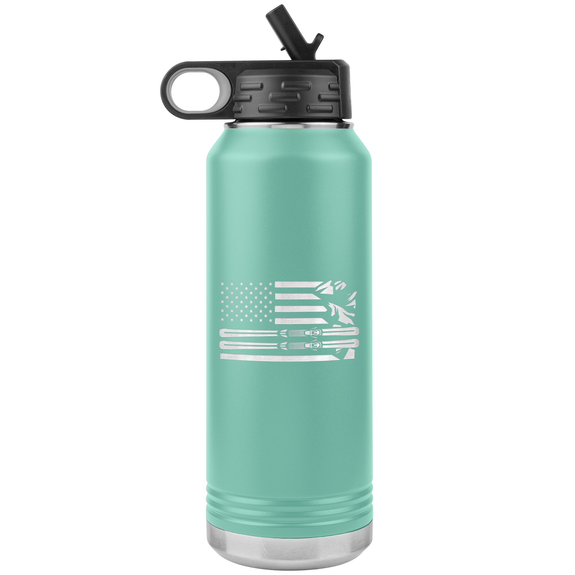 USA Ski Flag 32oz Water Bottle Tumbler - Powderaddicts