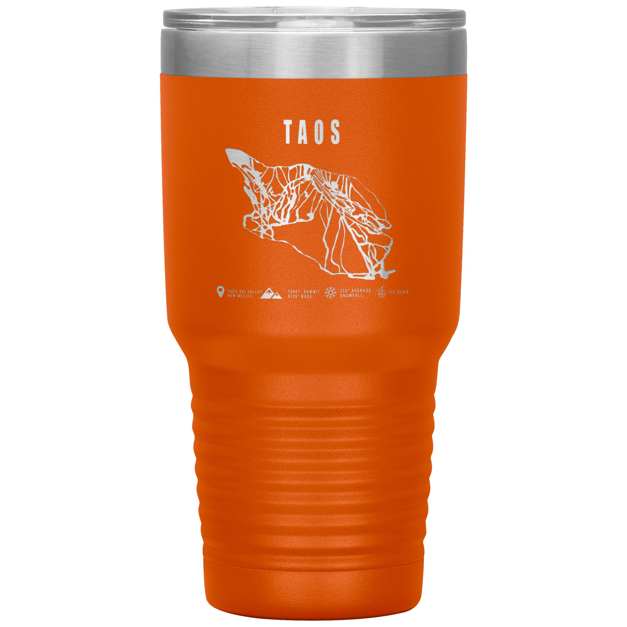 Taos, New Mexico Ski Trail Map 30oz Tumbler - Powderaddicts