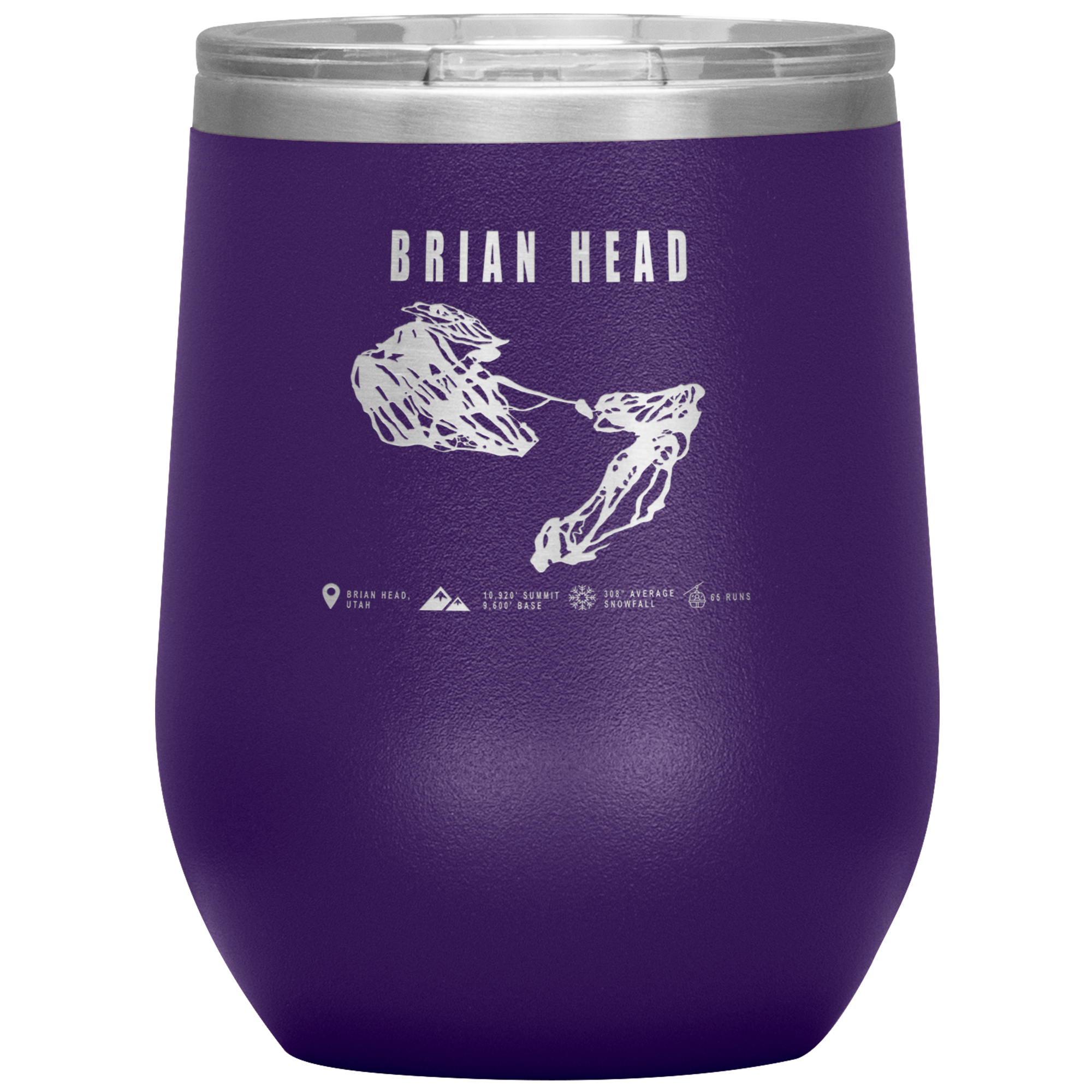 Brian Head,Utah Ski Trail Map Wine 12oz Tumbler - Powderaddicts