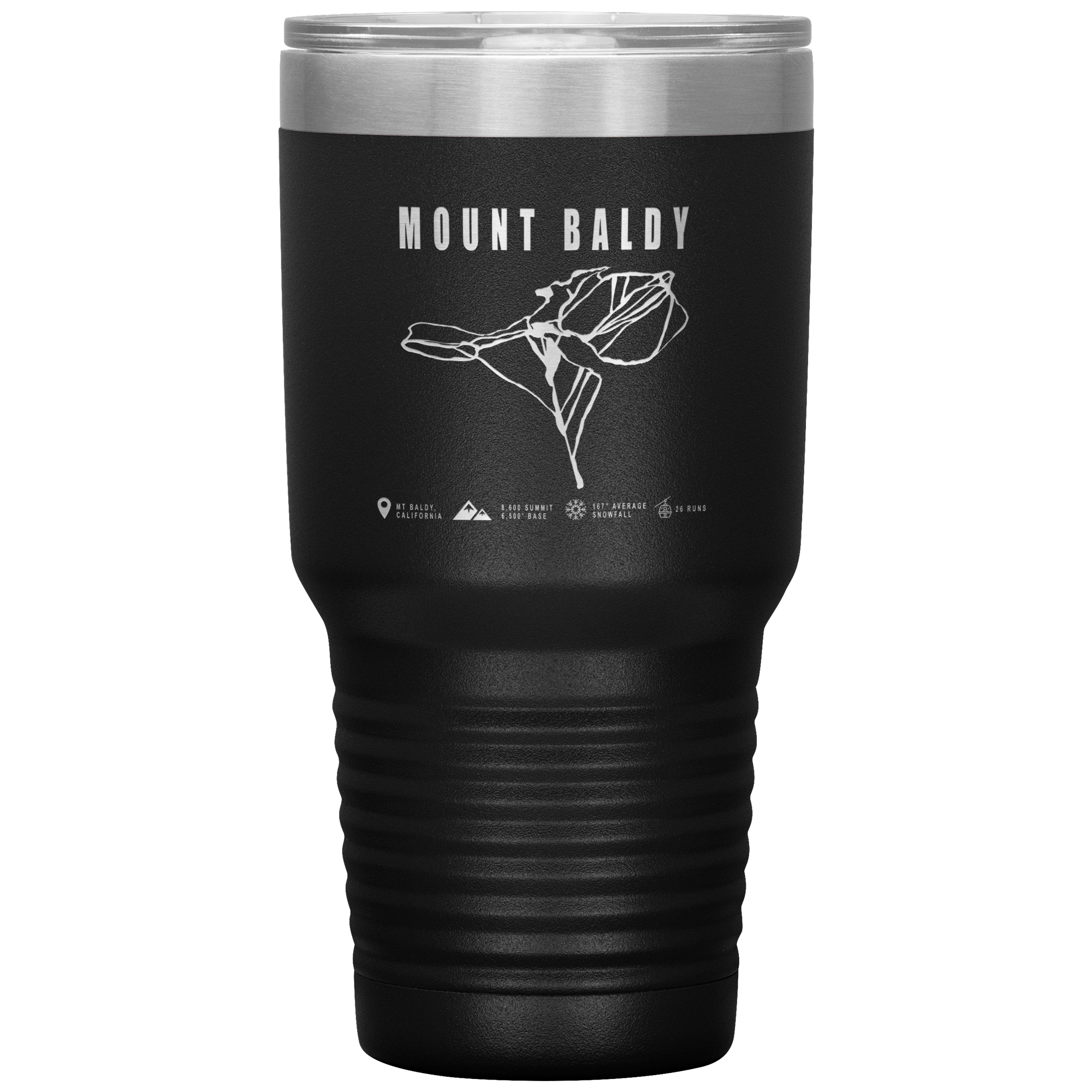 Mount Baldy, California Ski Trail Map 30oz Tumbler - Powderaddicts