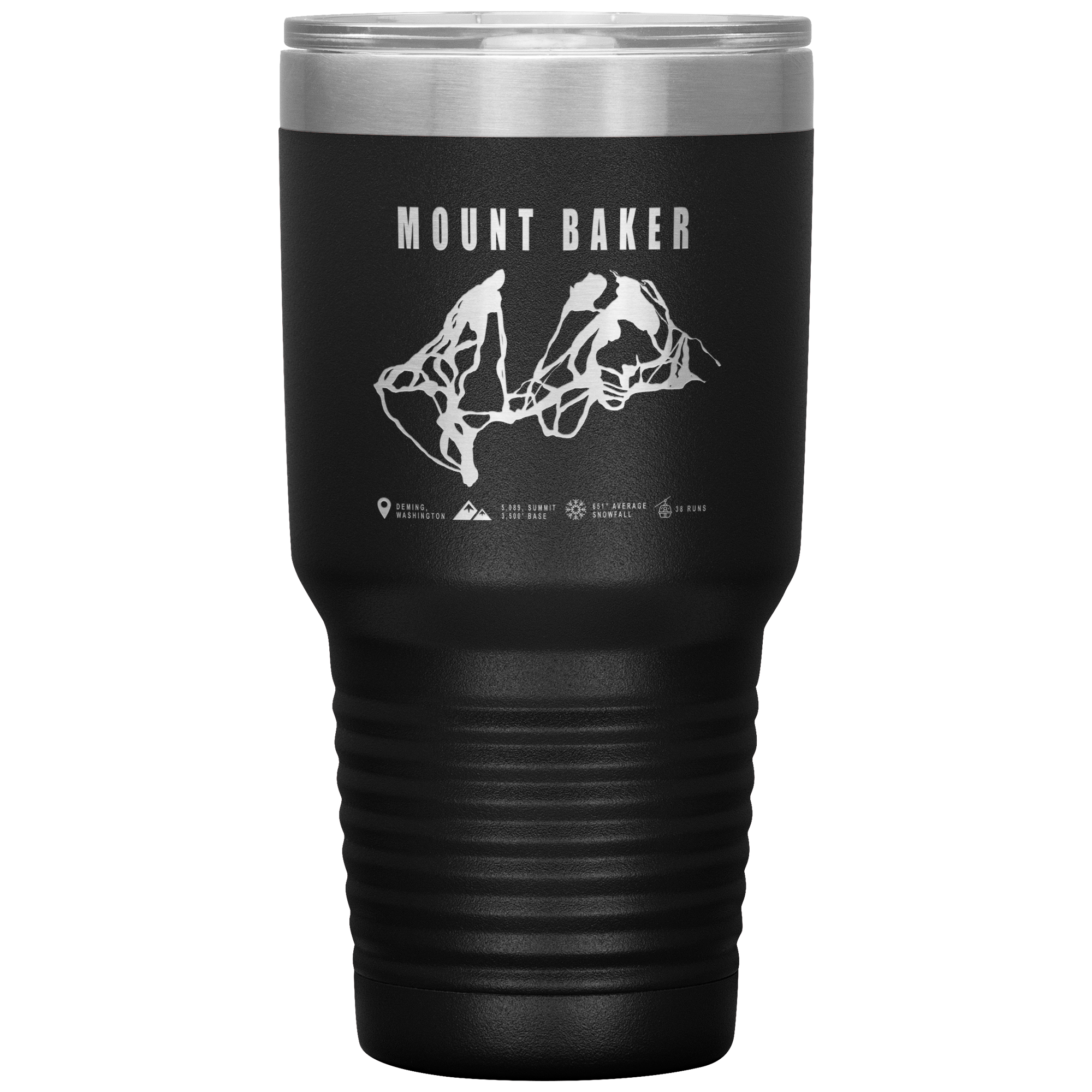 Mount Baker, Washington Ski Trail Map 30oz Tumbler - Powderaddicts