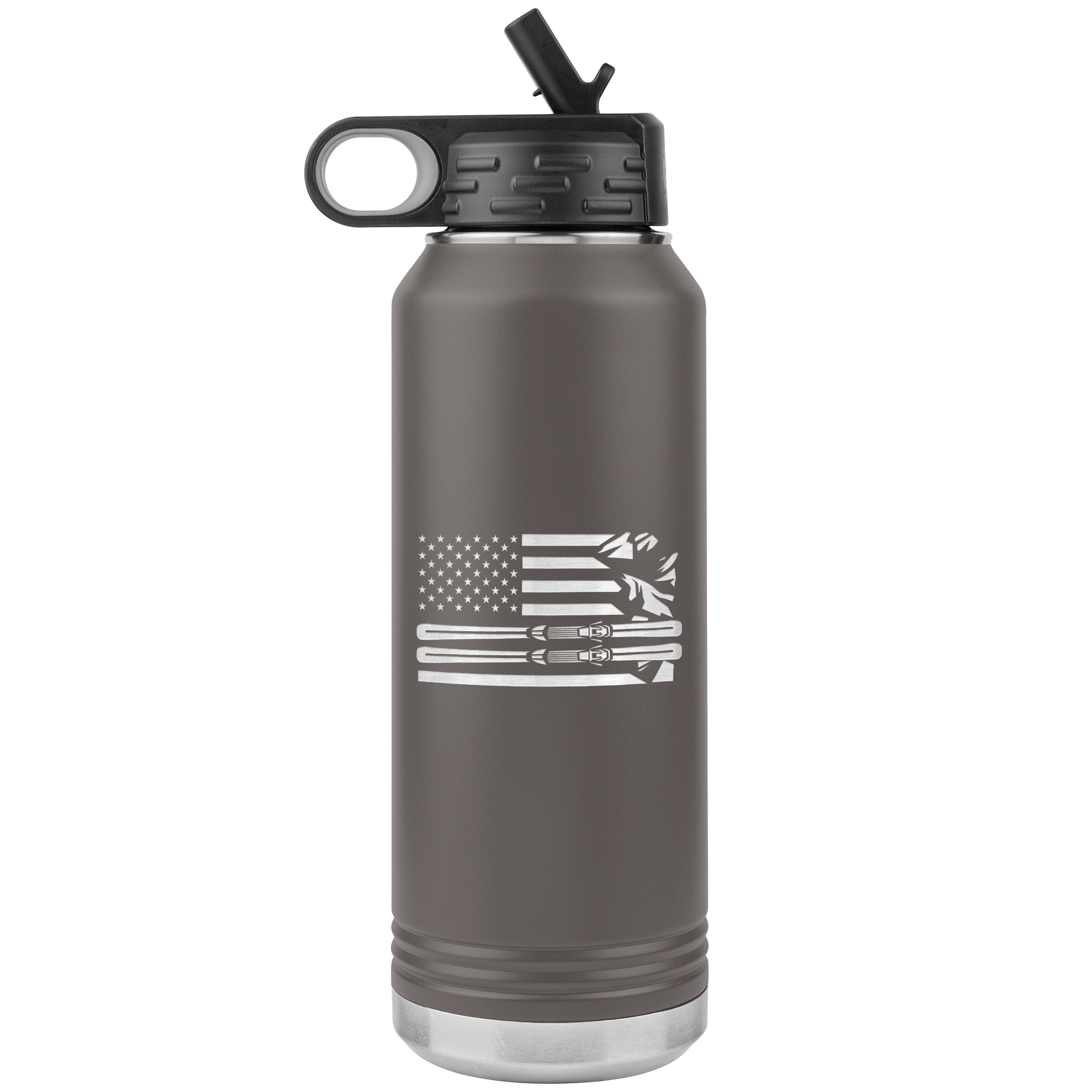 USA Ski Flag 32oz Water Bottle Tumbler - Powderaddicts