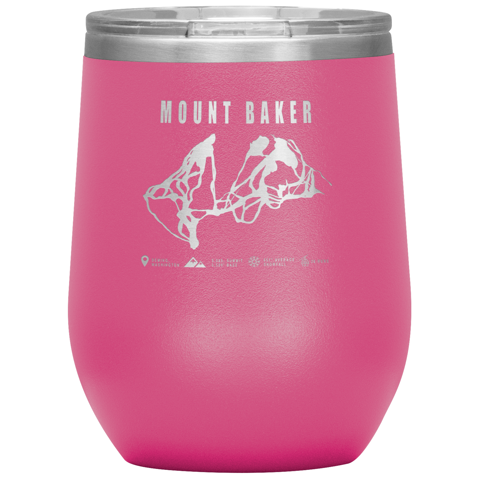 Mount Baker, Washington Ski Trail Map Wine 12oz Tumbler - Powderaddicts