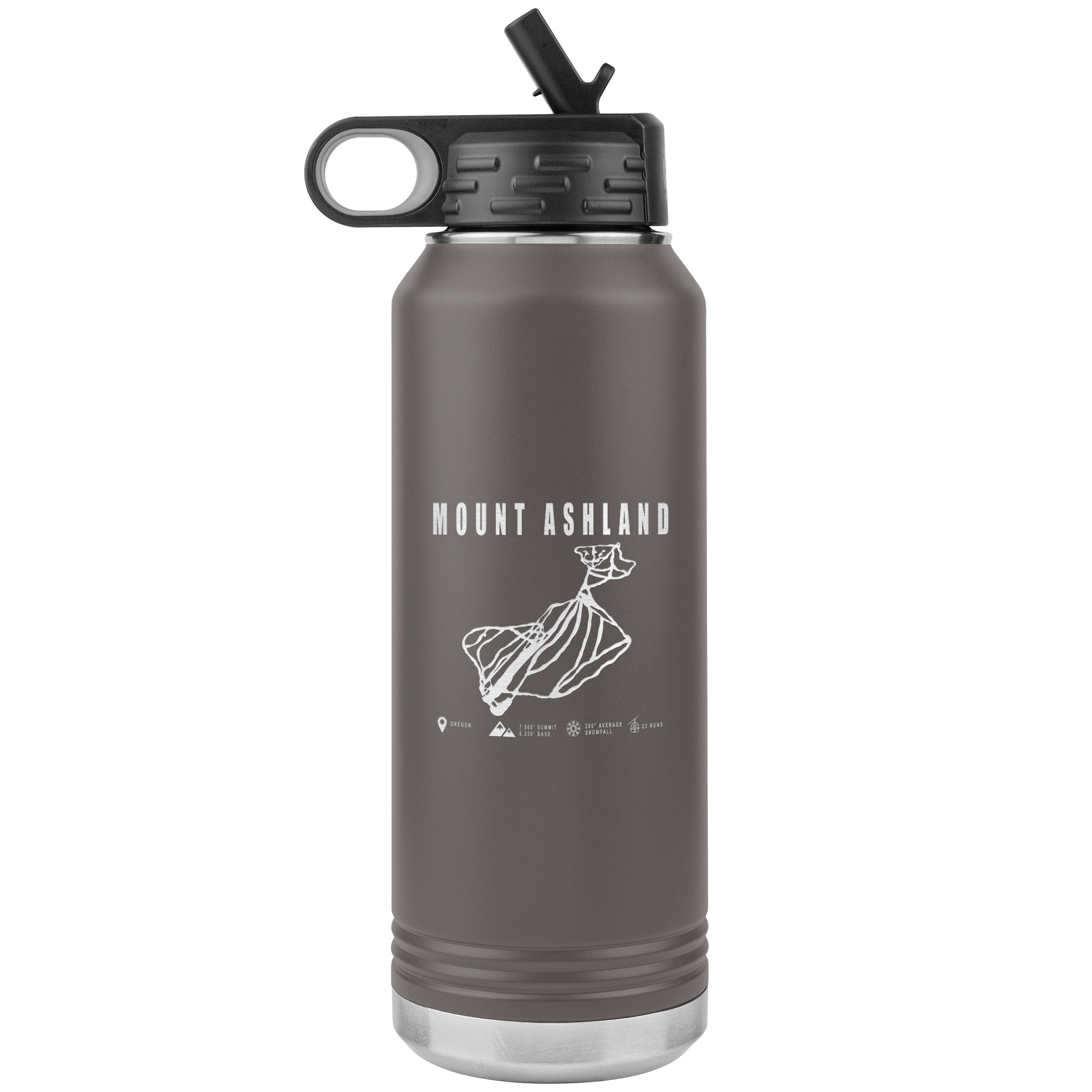 Mount Ashland, Oregon Ski Trail Map 32oz Water Bottle Tumbler - Powderaddicts