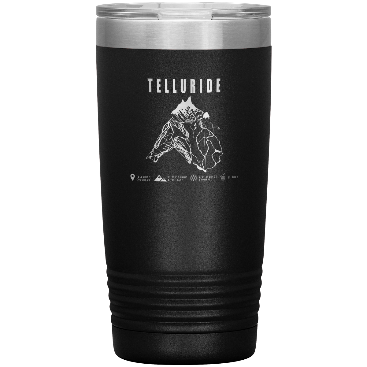 Telluride Colorado Ski Trail Map 20oz Tumbler - Powderaddicts