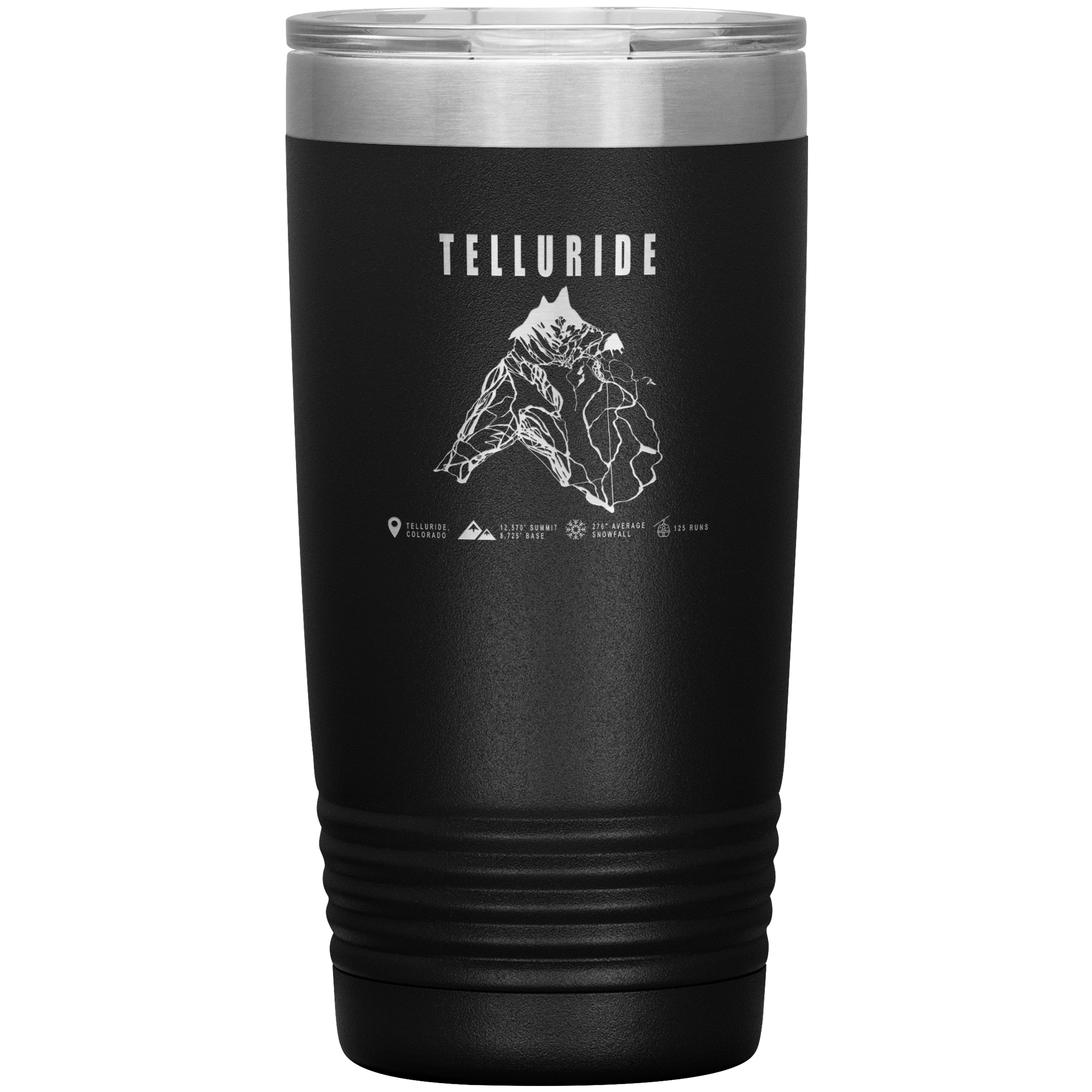 Telluride Colorado Ski Trail Map 20oz Tumbler - Powderaddicts