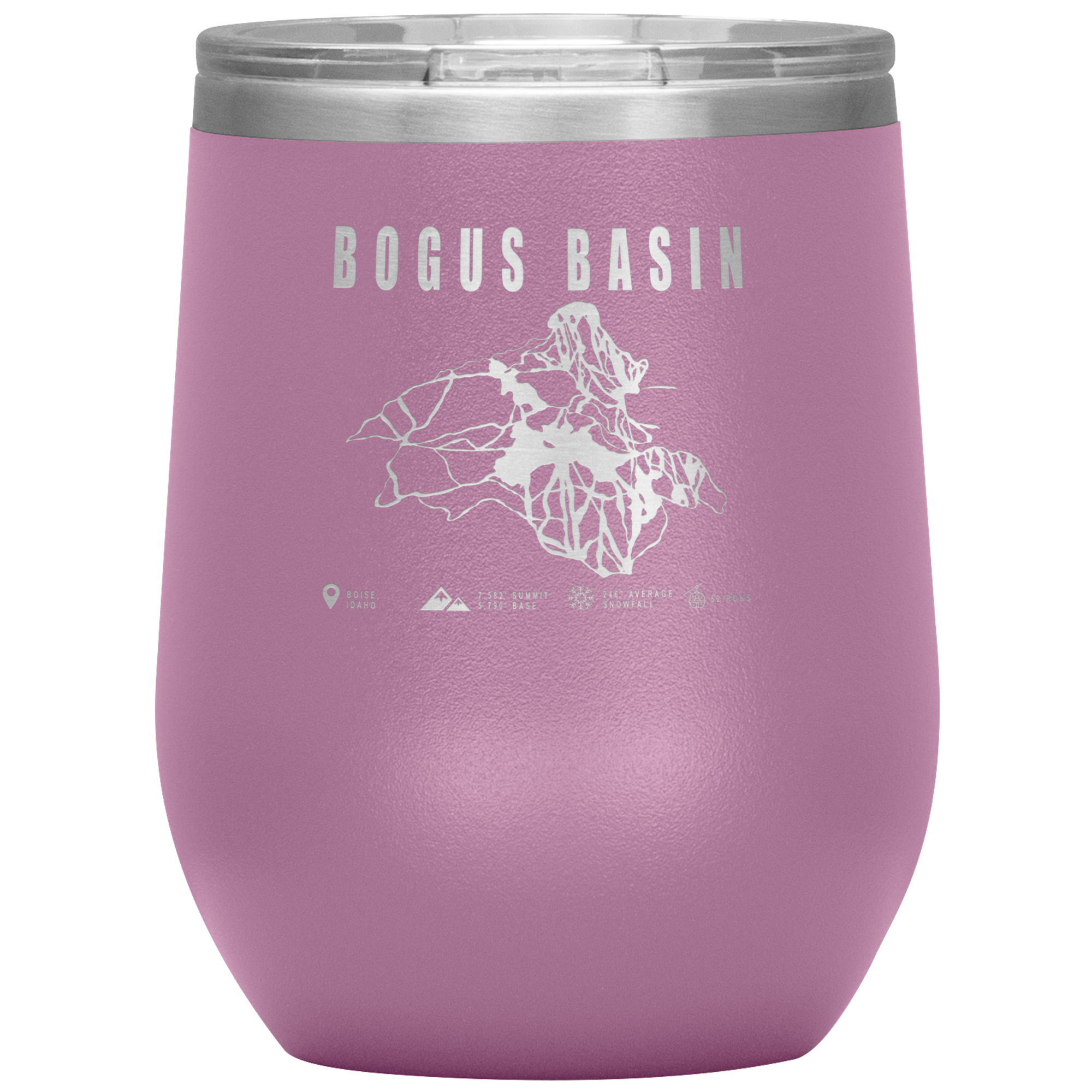 Bogus Basin Idaho Ski Trail Map Wine 12oz Tumbler - Powderaddicts