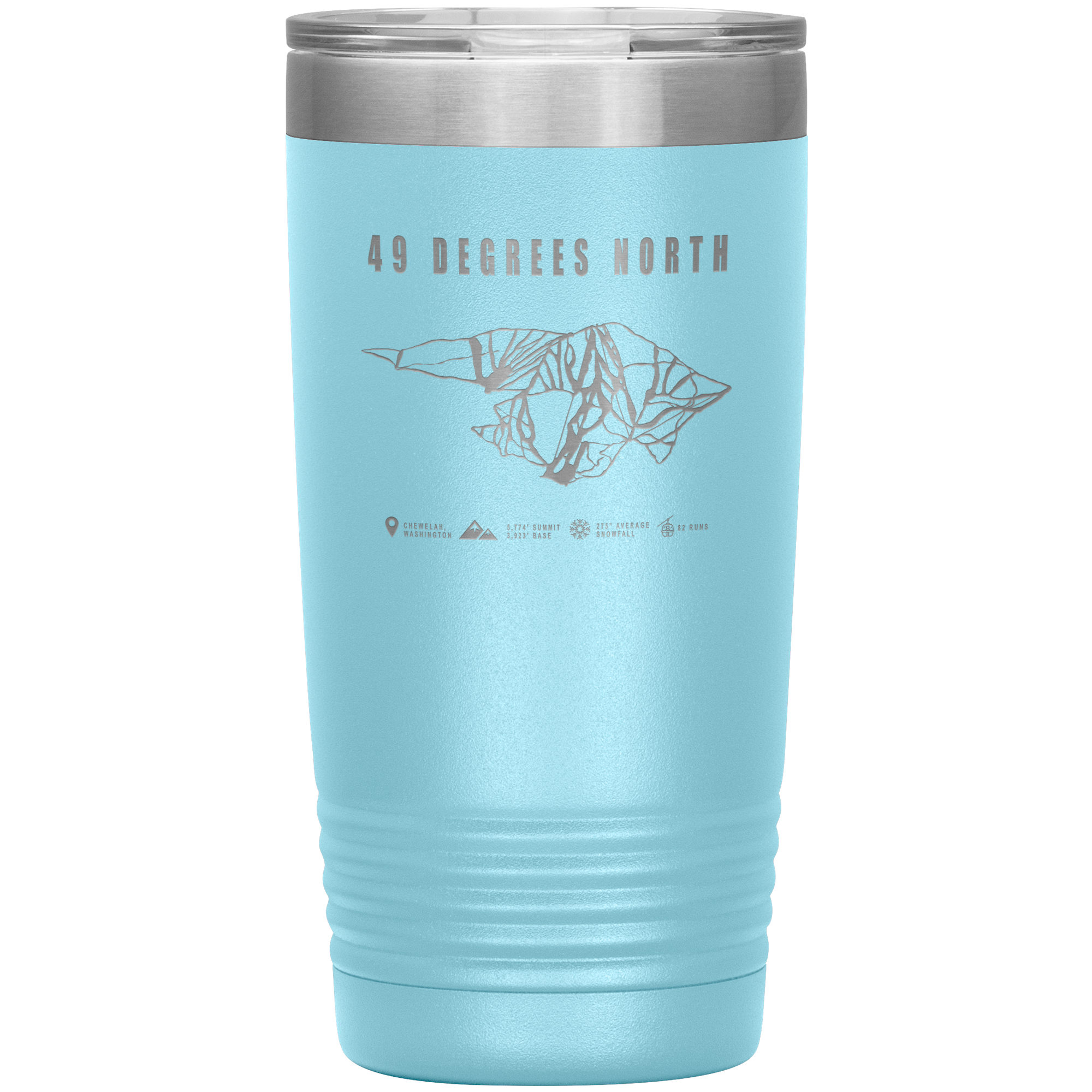 49 Degrees North, Washington Ski Trail Map 20oz Tumbler - Powderaddicts