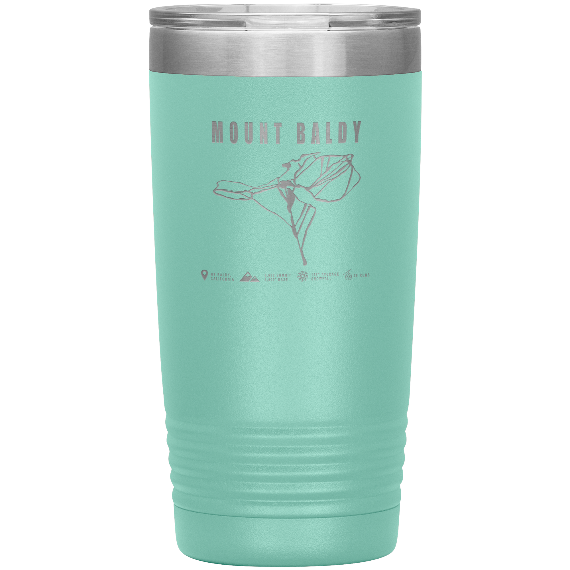 Mount Baldy, California Ski Trail Map 20oz Tumbler - Powderaddicts