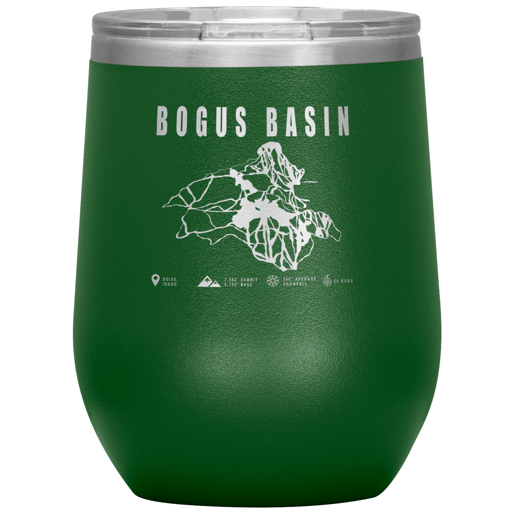 Bogus Basin Idaho Ski Trail Map Wine 12oz Tumbler - Powderaddicts