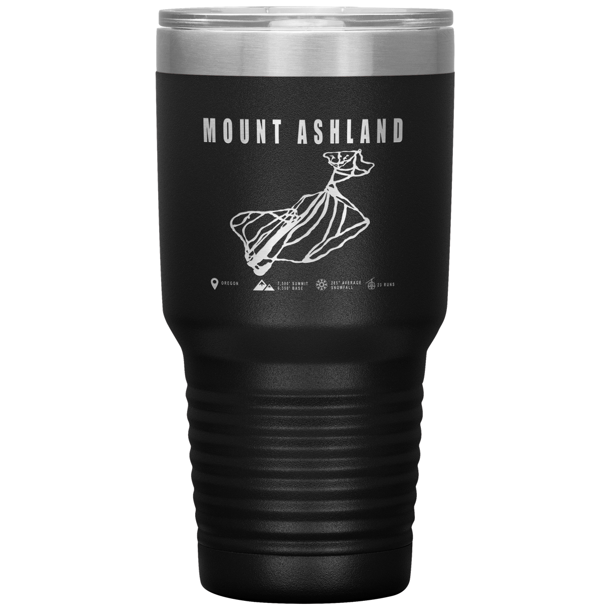 Mount Ashland, Oregon Ski Trail Map 30oz Tumbler - Powderaddicts