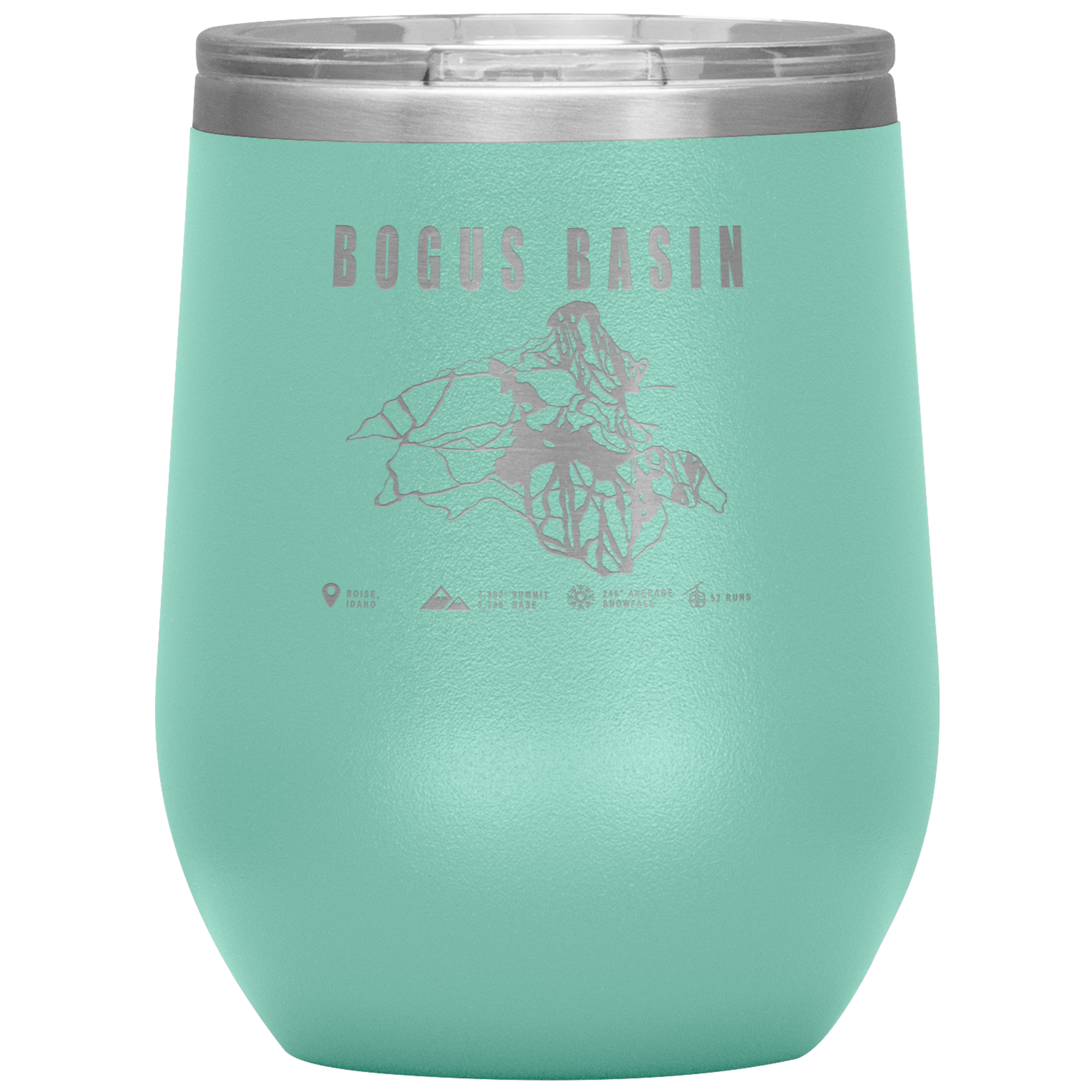 Bogus Basin Idaho Ski Trail Map Wine 12oz Tumbler - Powderaddicts