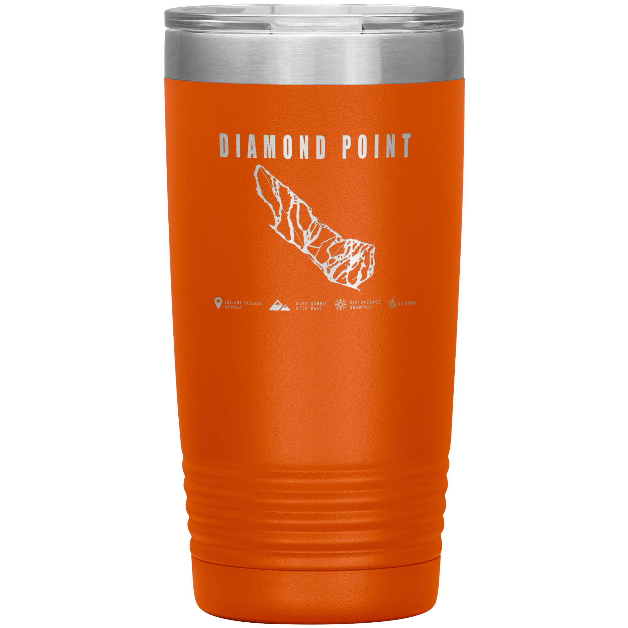 Diamond Point, Nevada Ski Trail Map 20oz Tumbler - Powderaddicts