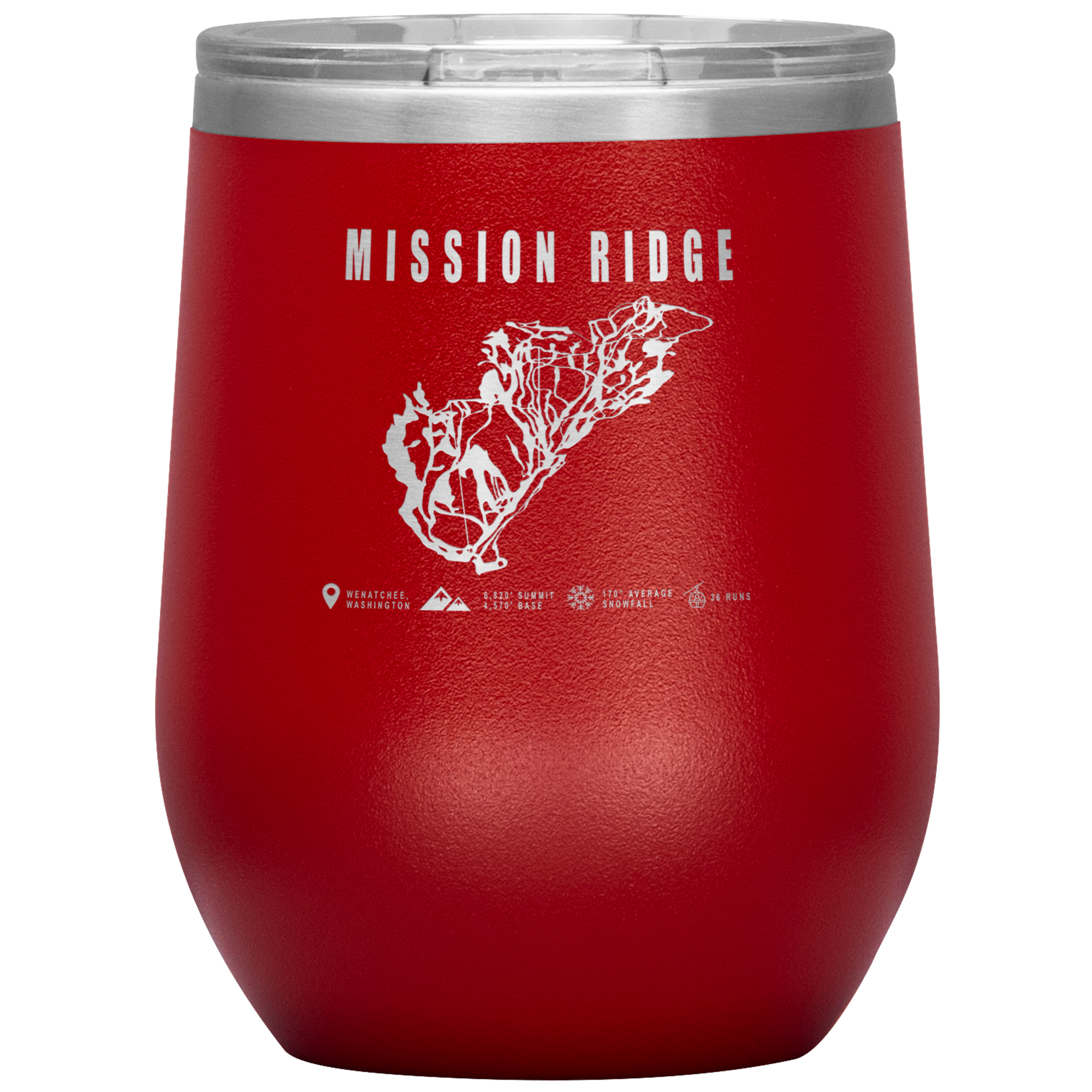 Mission Ridge, Washington Ski Trail Map Wine 12oz Tumbler - Powderaddicts