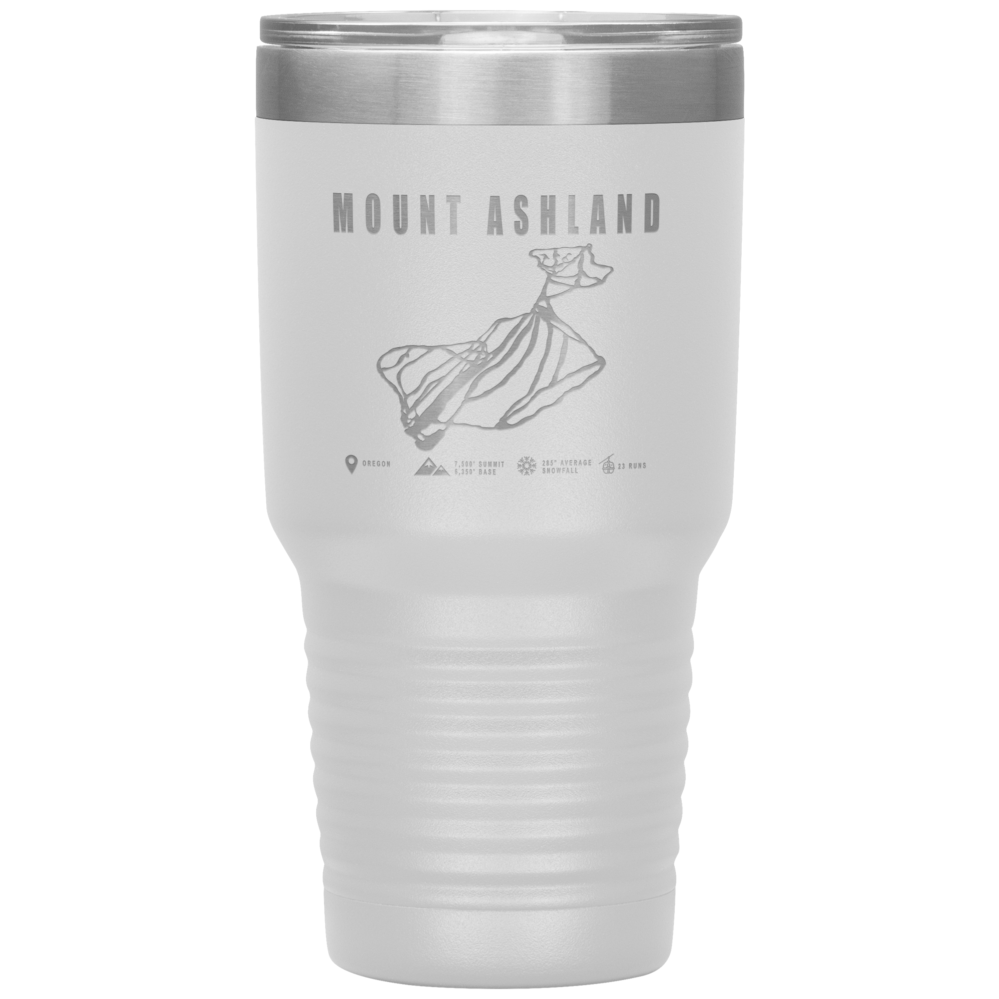 Mount Ashland, Oregon Ski Trail Map 30oz Tumbler - Powderaddicts