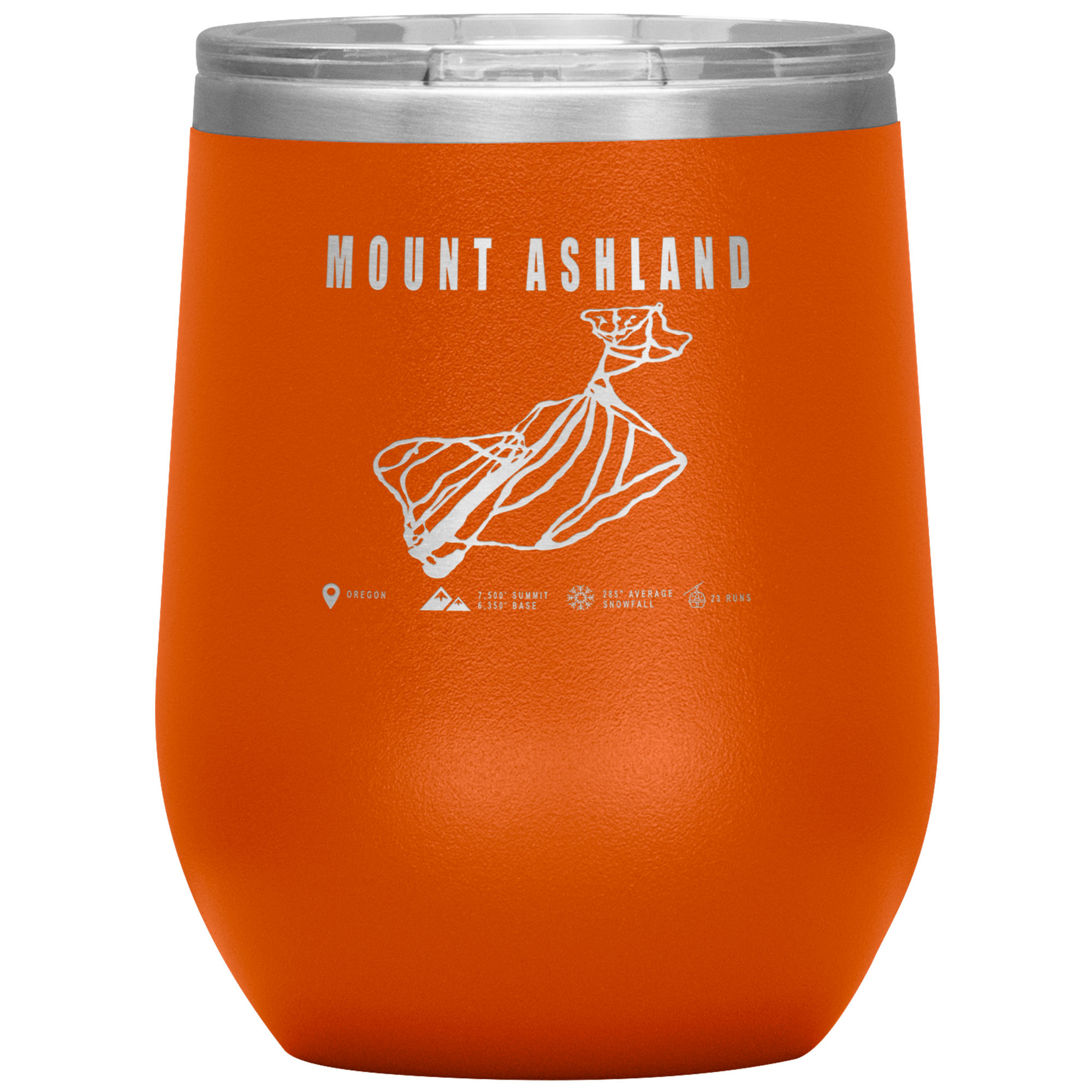 Mount Ashland, Oregon Ski Trail Map Wine 12oz Tumbler - Powderaddicts