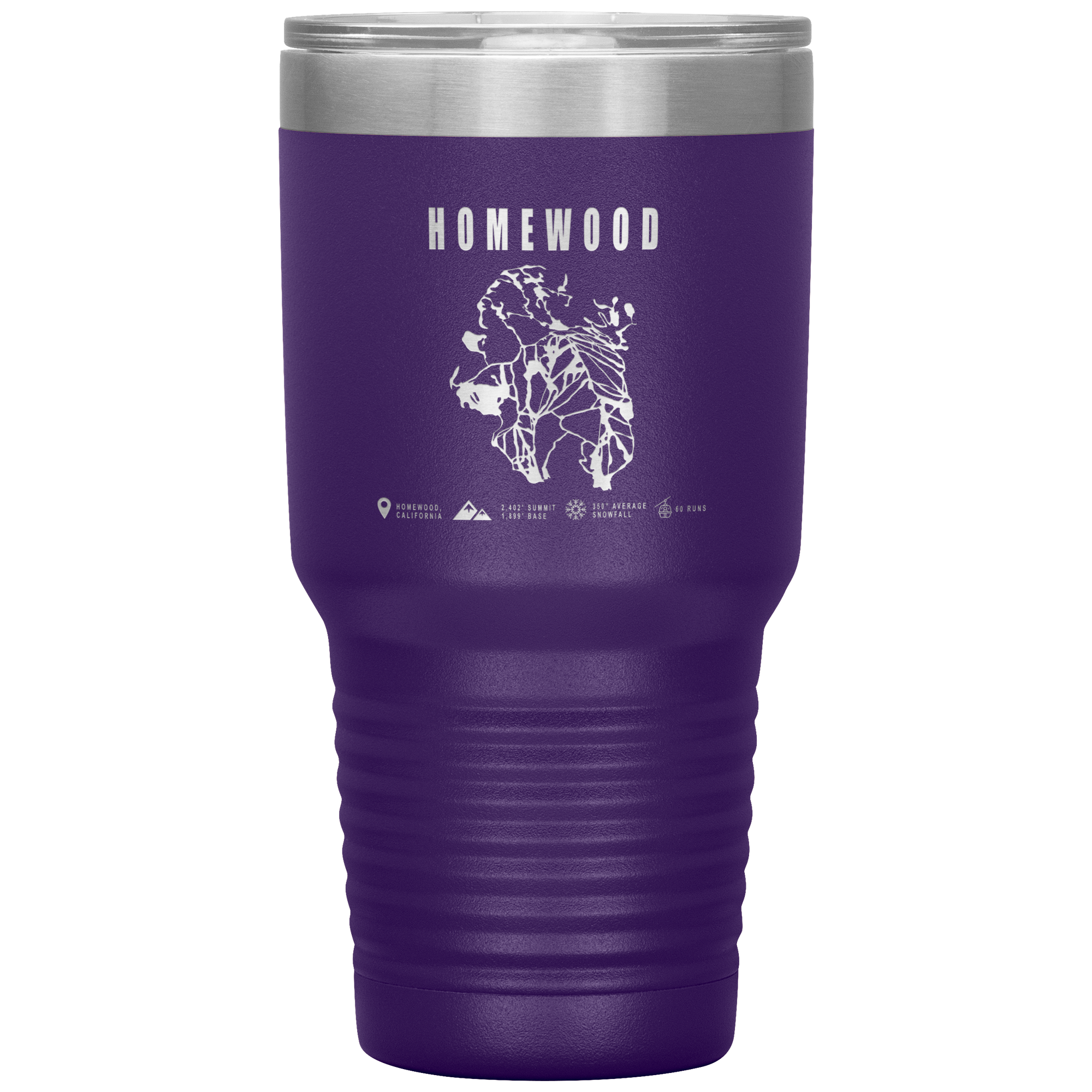 Homewood, California Ski Trail Map 30oz Tumbler - Powderaddicts