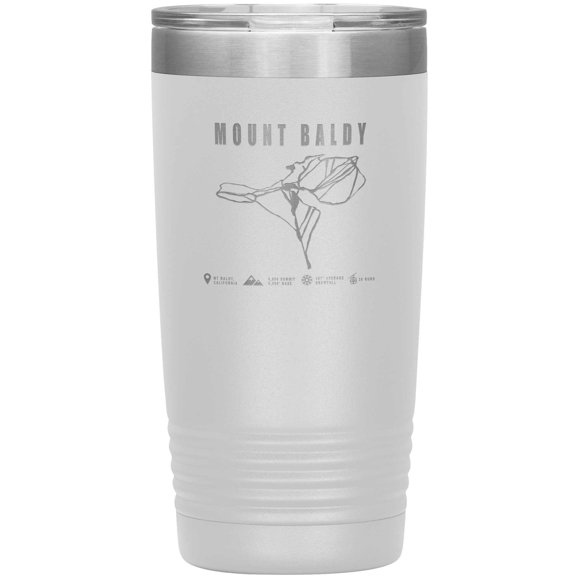 Mount Baldy, California Ski Trail Map 20oz Tumbler - Powderaddicts