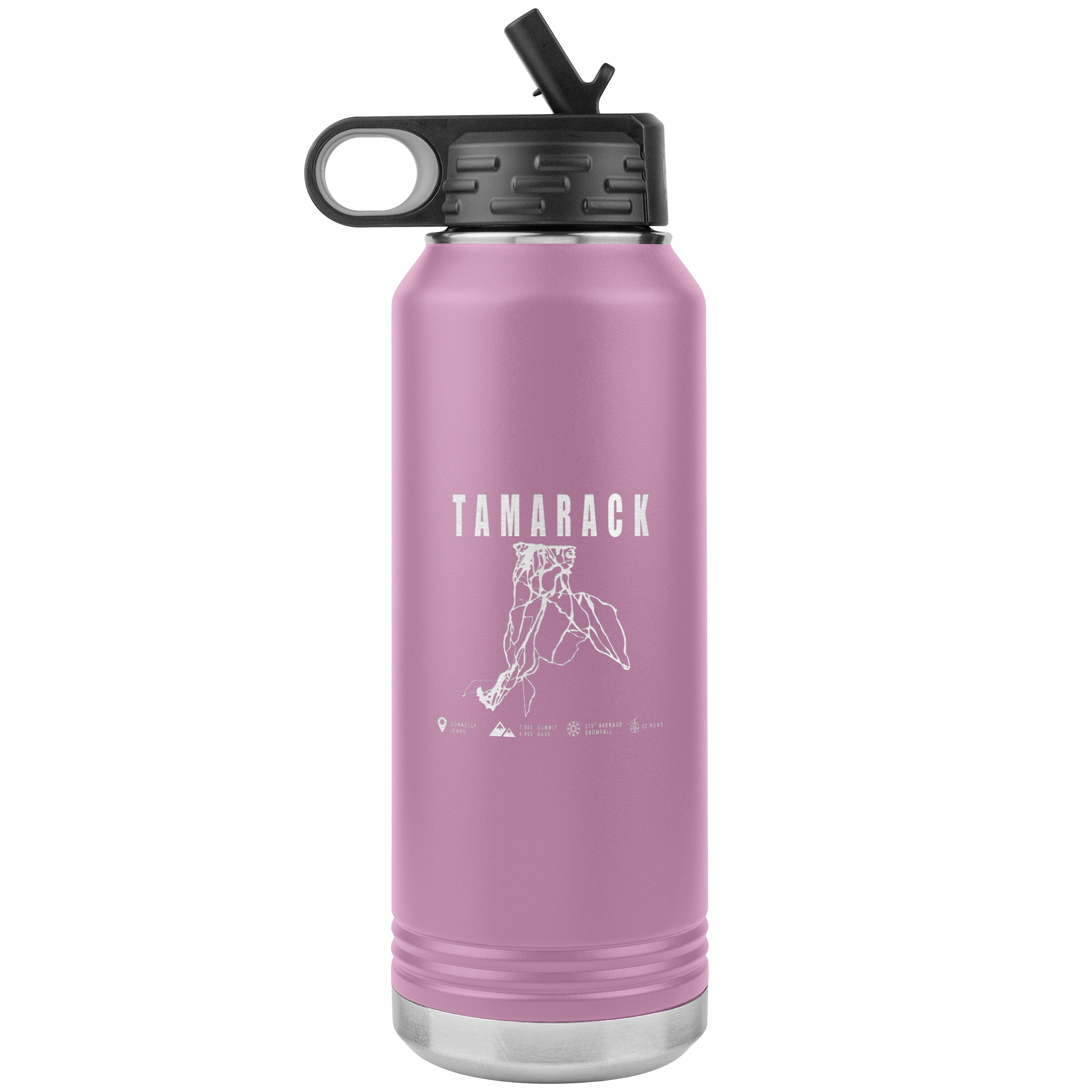 Tamarack Idaho Ski Trail Map 32oz Water Bottle Tumbler - Powderaddicts