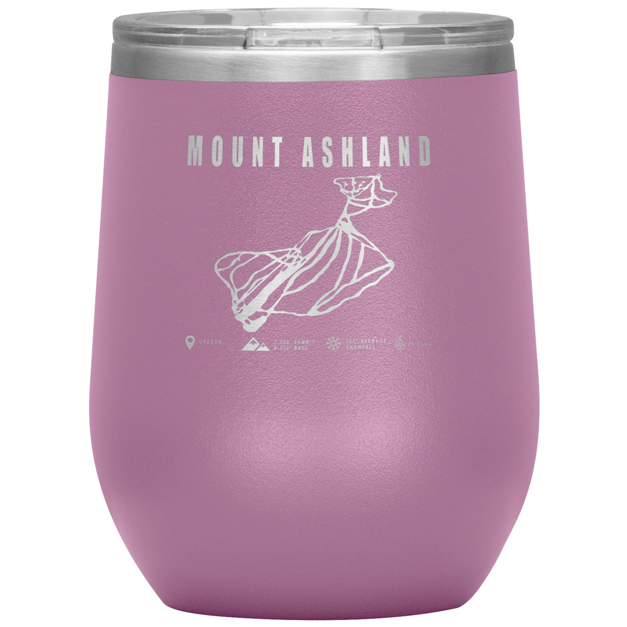 Mount Ashland, Oregon Ski Trail Map Wine 12oz Tumbler - Powderaddicts