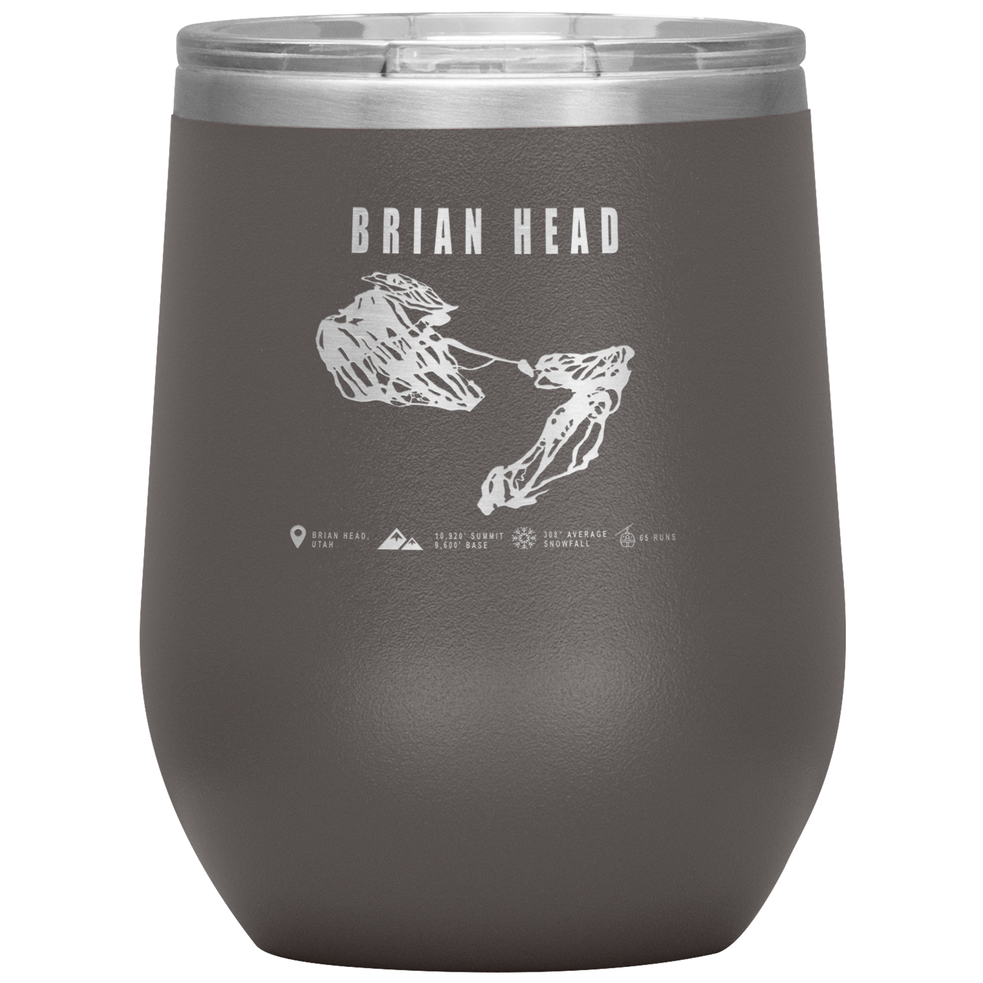 Brian Head,Utah Ski Trail Map Wine 12oz Tumbler - Powderaddicts