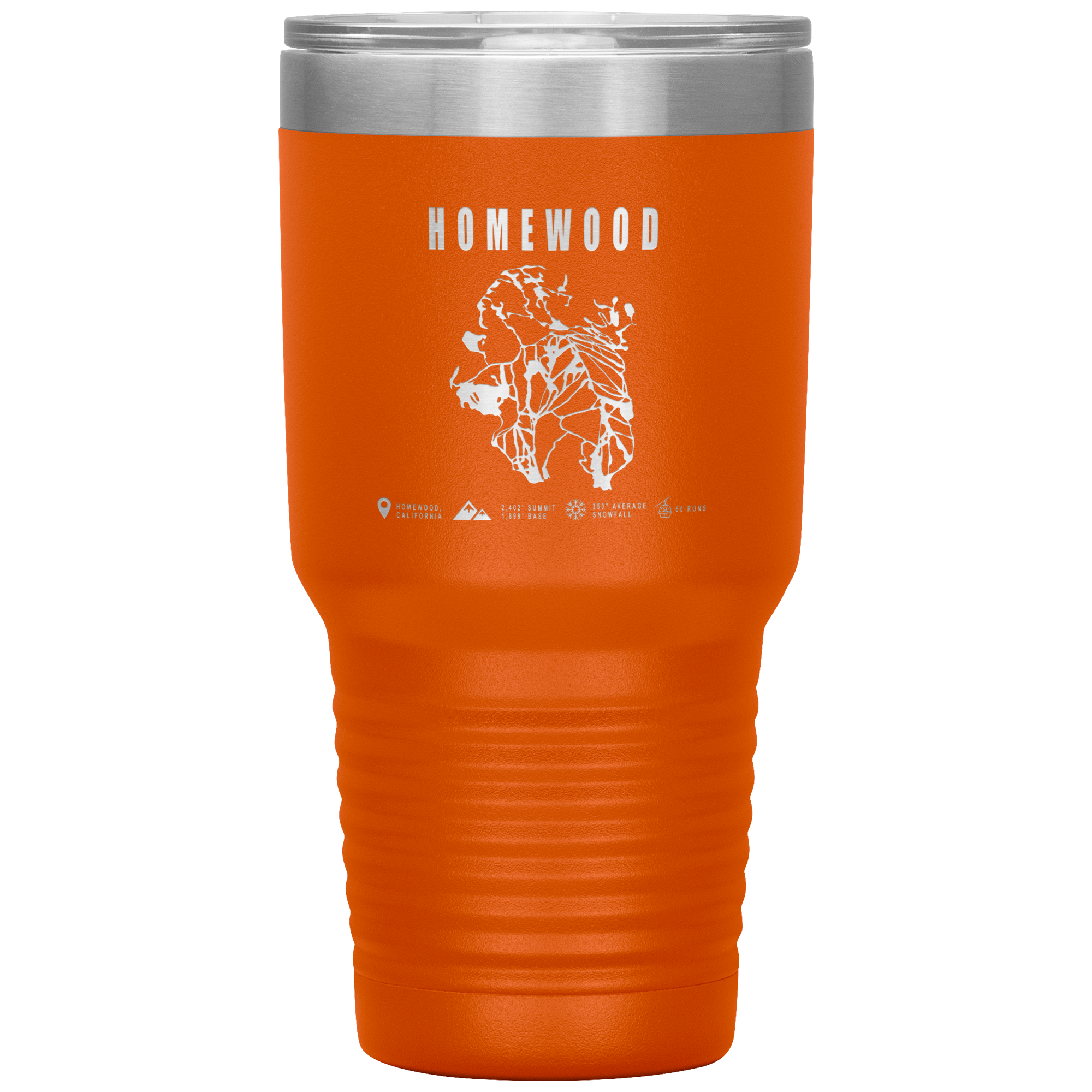 Homewood, California Ski Trail Map 30oz Tumbler - Powderaddicts