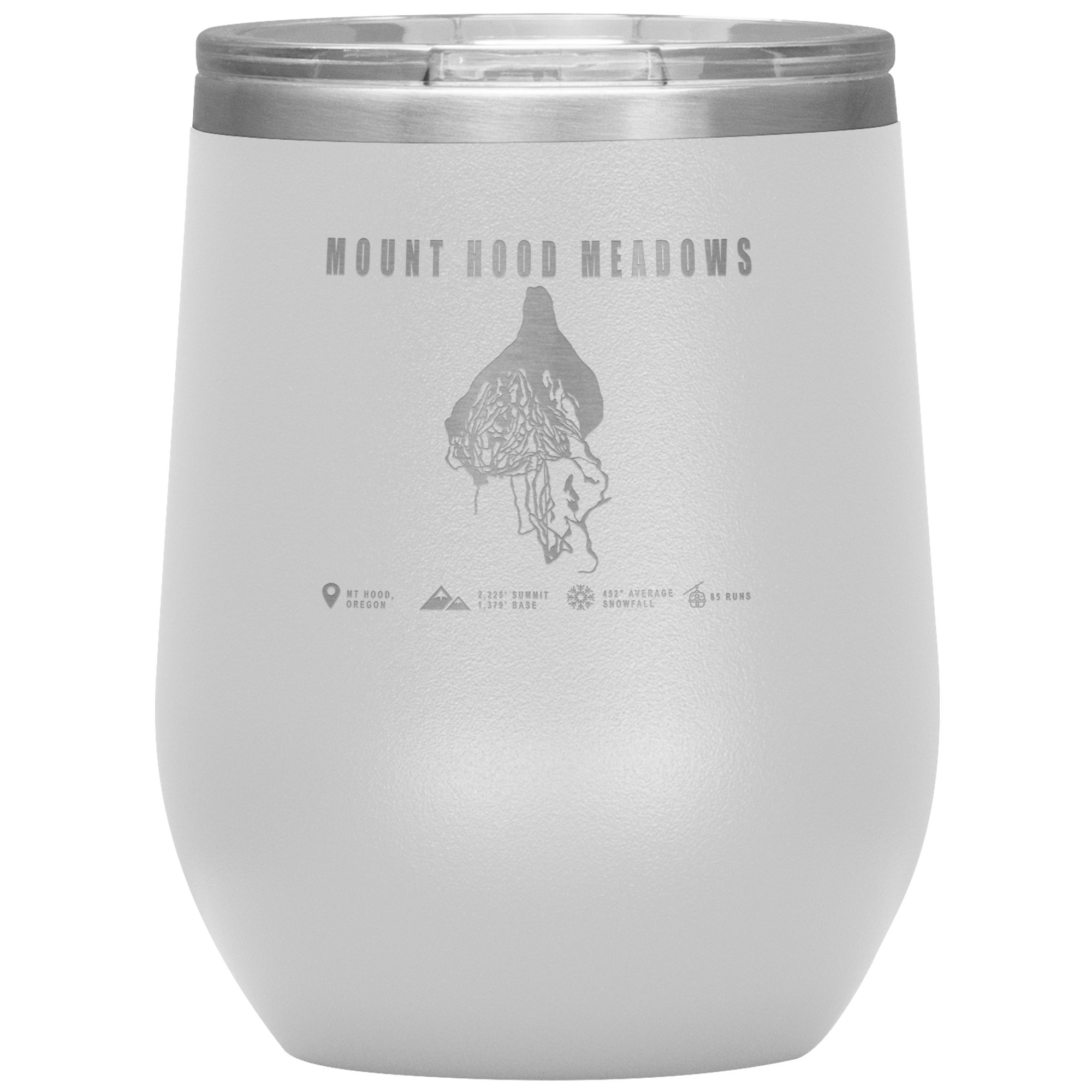 Mount Hood Meadows, Oregon Ski Trail Map Wine 12oz Tumbler - Powderaddicts