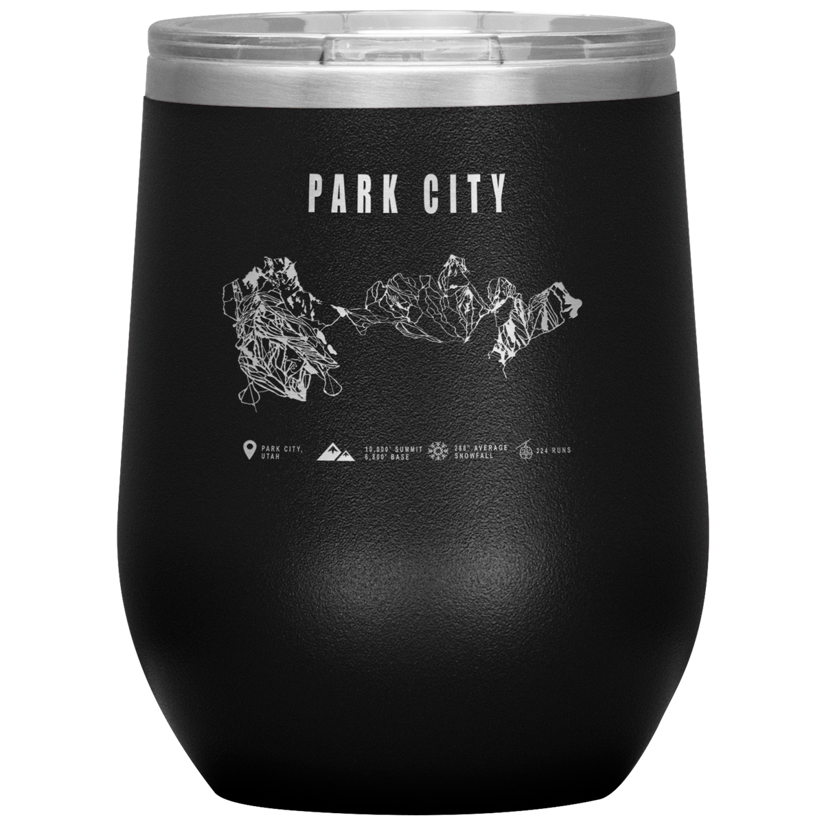 Eagle Point,Utah Ski Trail Map Wine 12oz Tumbler - Powderaddicts