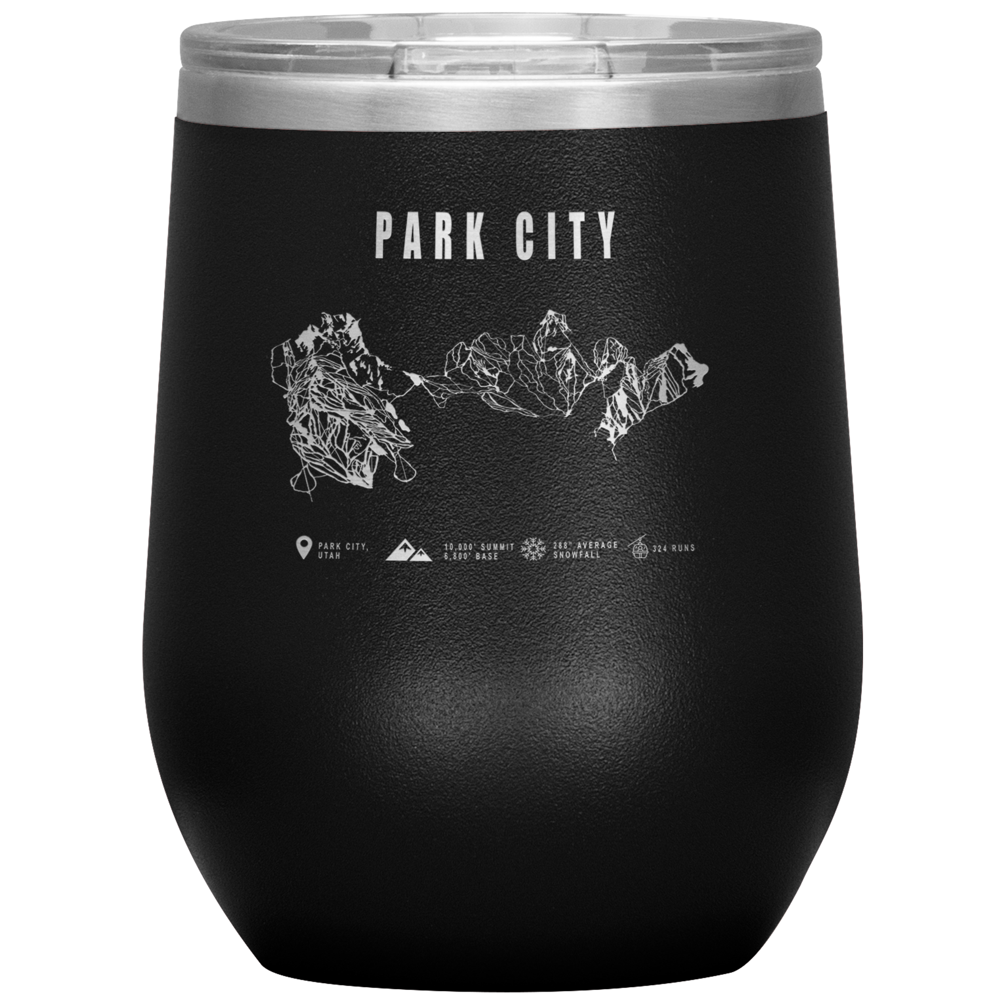 Eagle Point,Utah Ski Trail Map Wine 12oz Tumbler - Powderaddicts