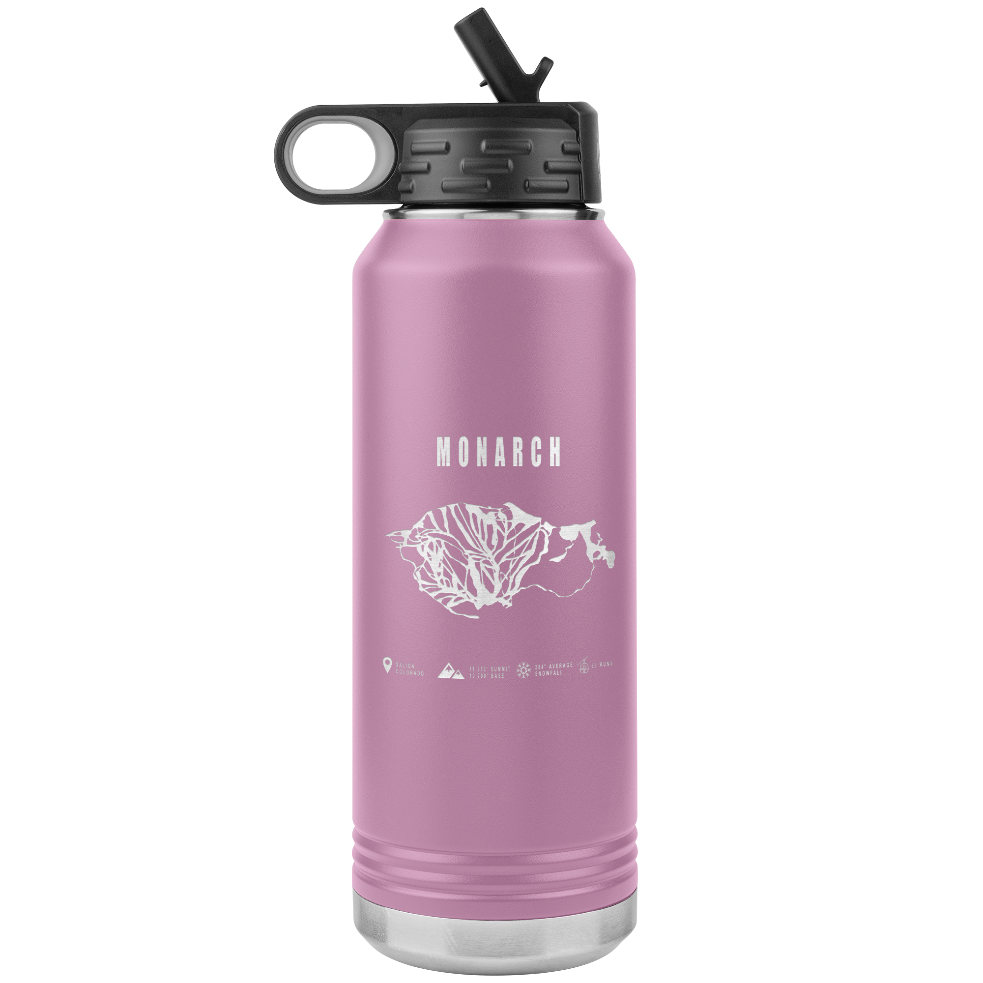 Monarch Colorado Ski Trail Map 32oz Water Bottle Tumbler - Powderaddicts