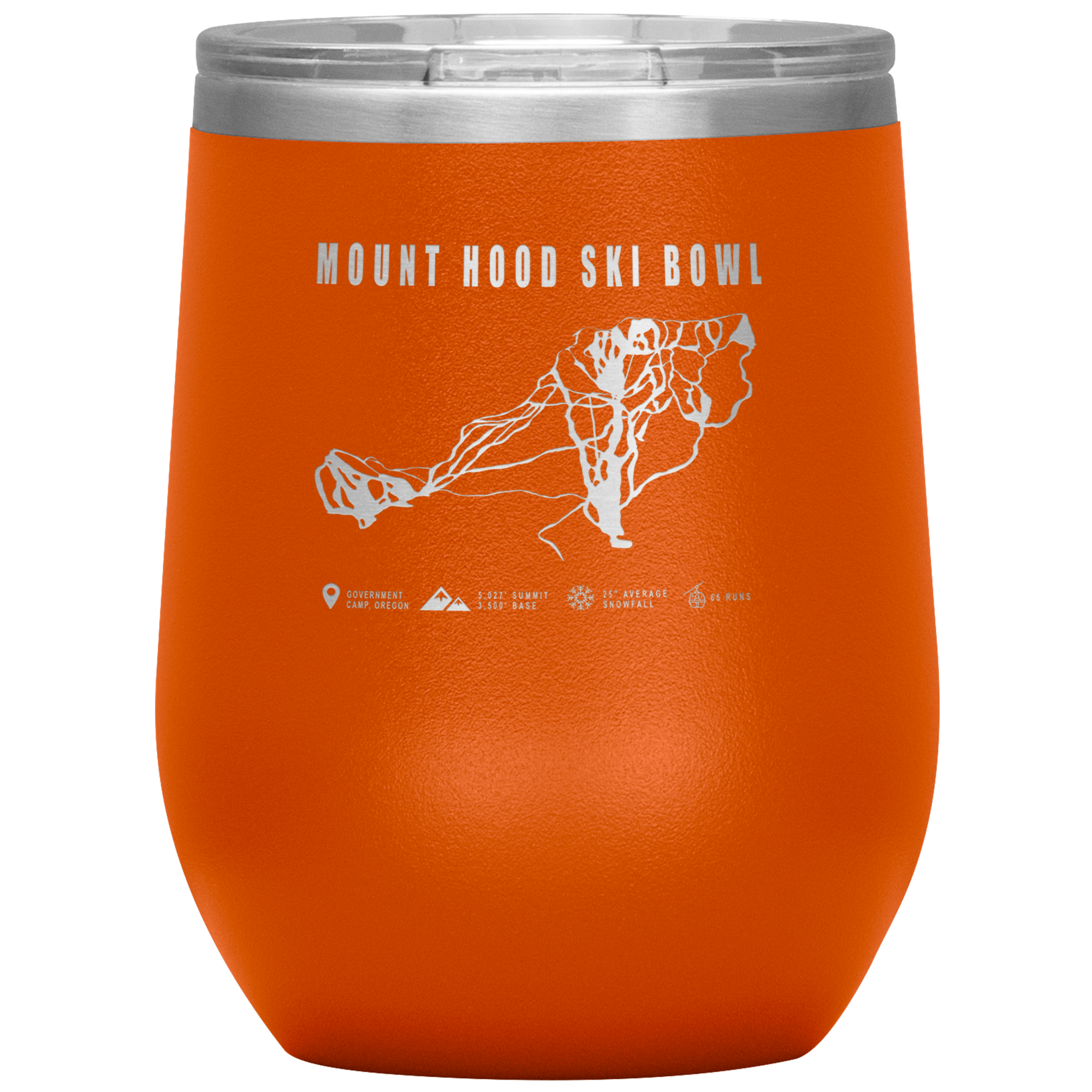 Mount Hood Ski Bowl, Oregon Ski Trail Map Wine 12oz Tumbler - Powderaddicts