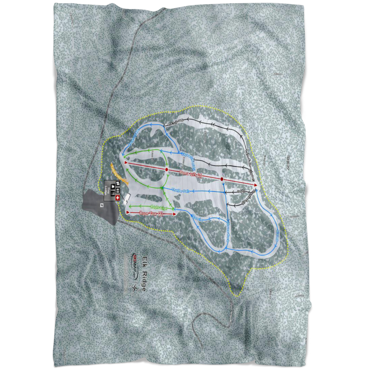 Elk Ridge, Arizona Ski Resort Ski Trail Map Fleece Blanket - Powderaddicts