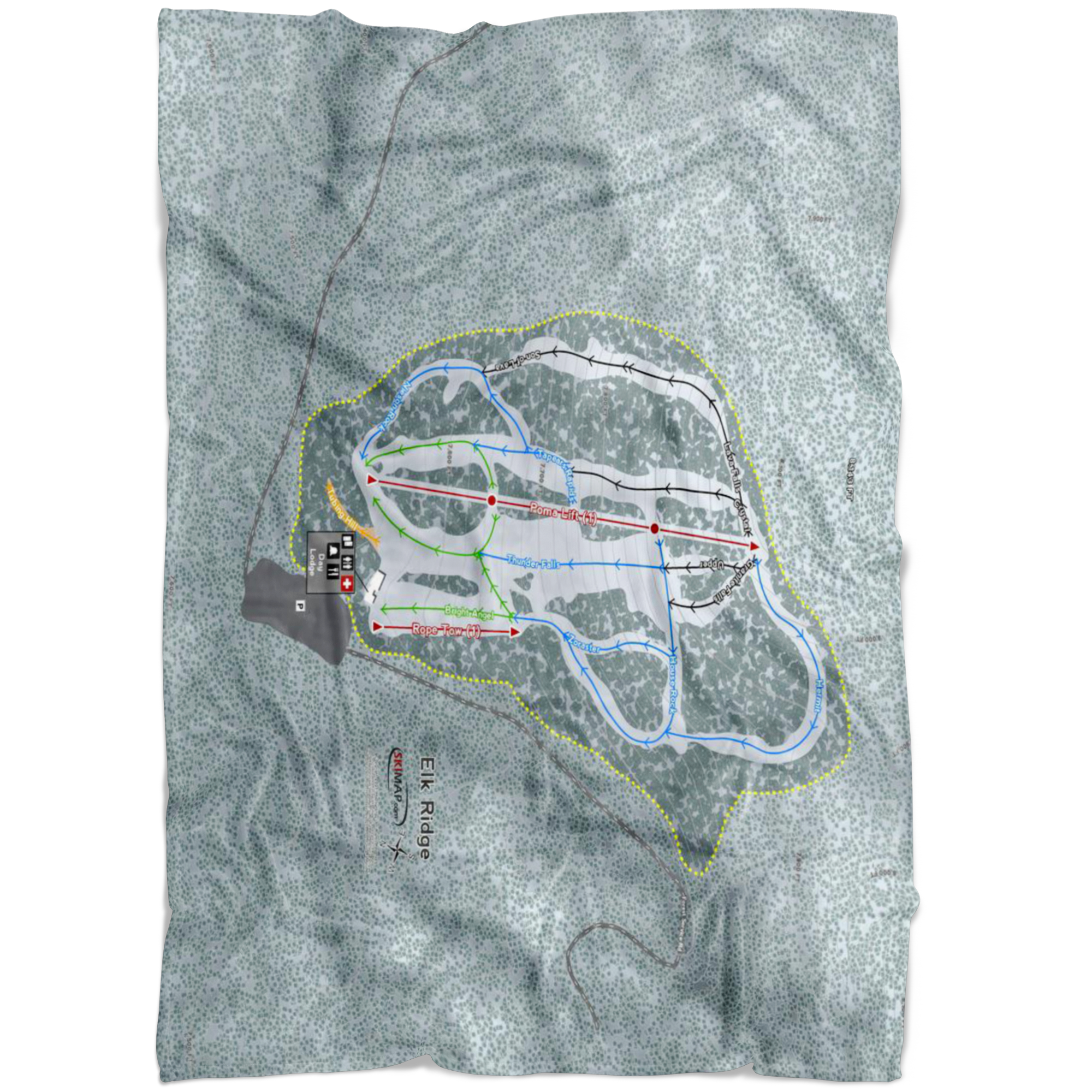 Elk Ridge, Arizona Ski Resort Ski Trail Map Fleece Blanket - Powderaddicts