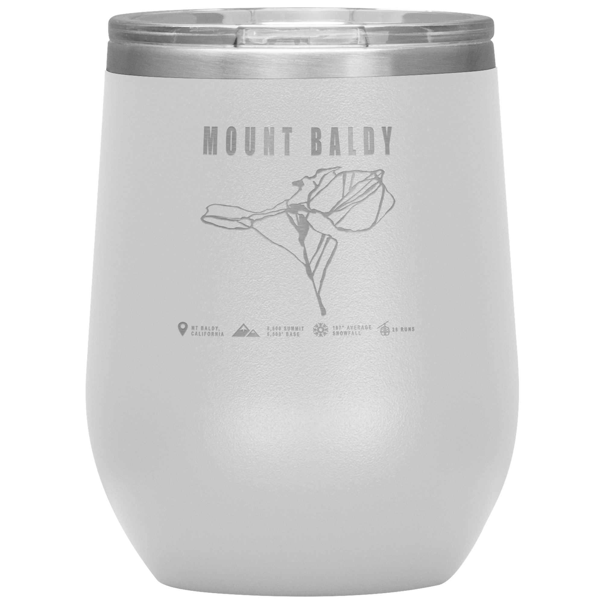 Mount Baldy, California Ski Trail Map Wine 12oz Tumbler - Powderaddicts