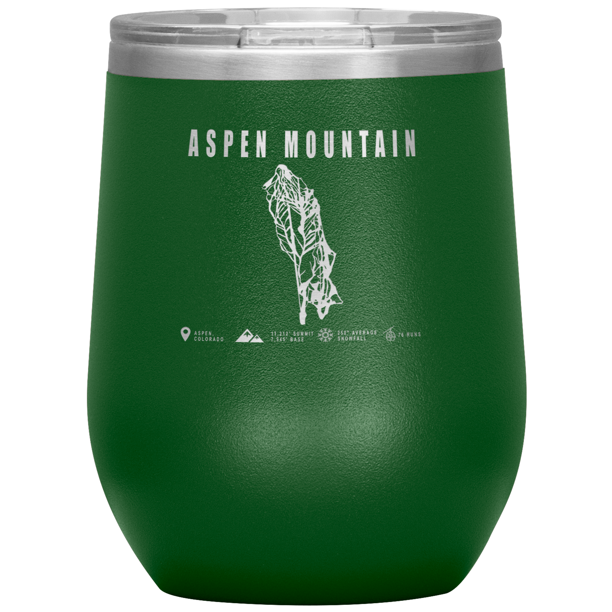 Aspen Mountain Colorado Ski Trail Map Wine 12oz Tumbler - Powderaddicts